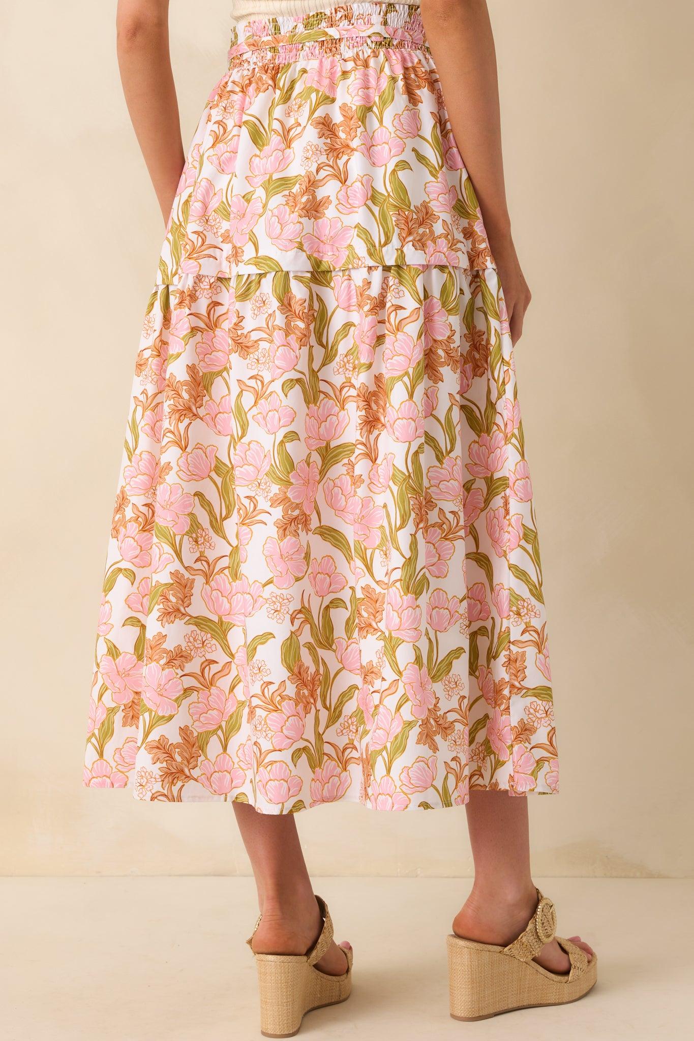 Everything I Ever Wanted Pink Floral Print Cotton Maxi Skirt Product Image