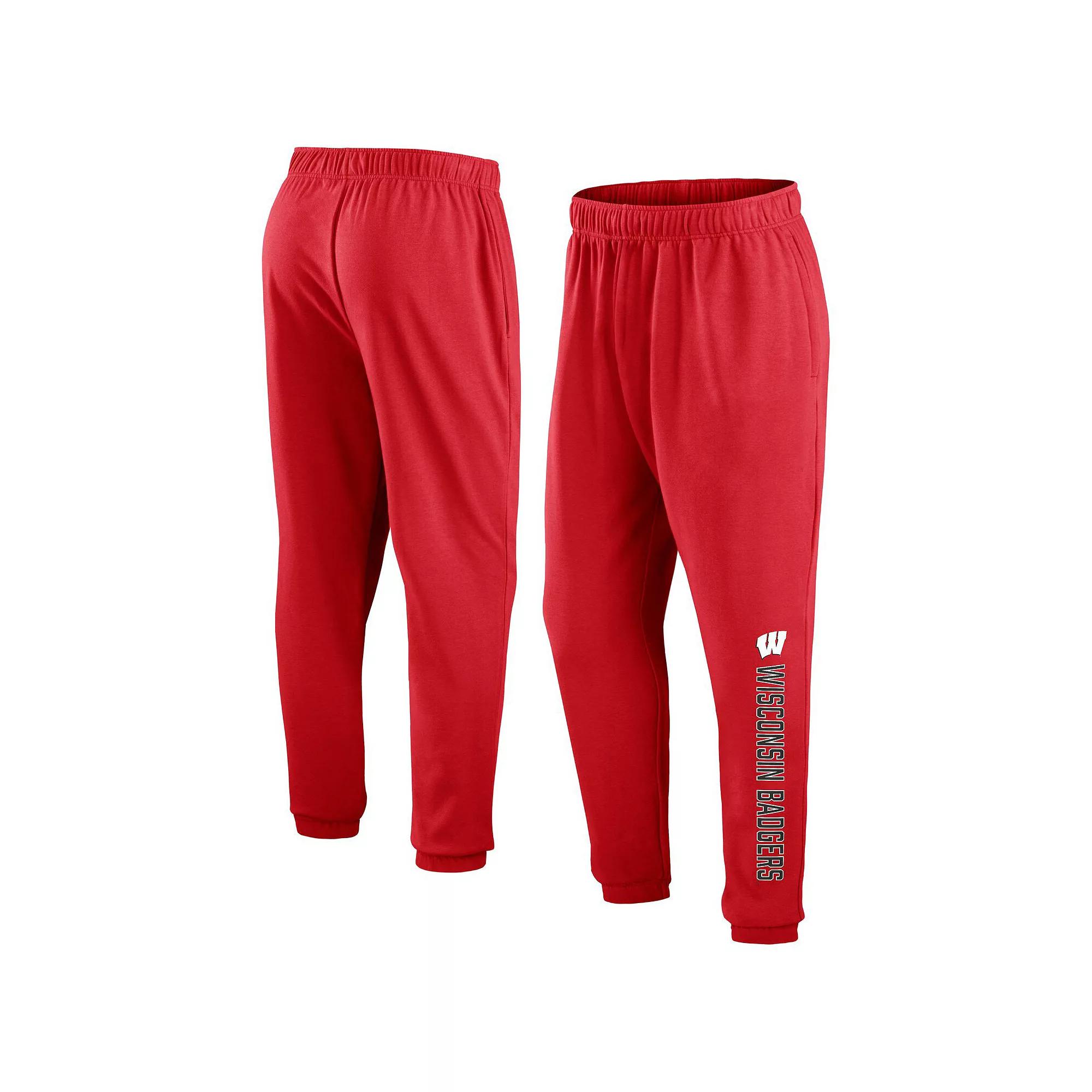 Men's Fanatics Branded Red Wisconsin Badgers Chop Block Fleece Sweatpants,  Product Image