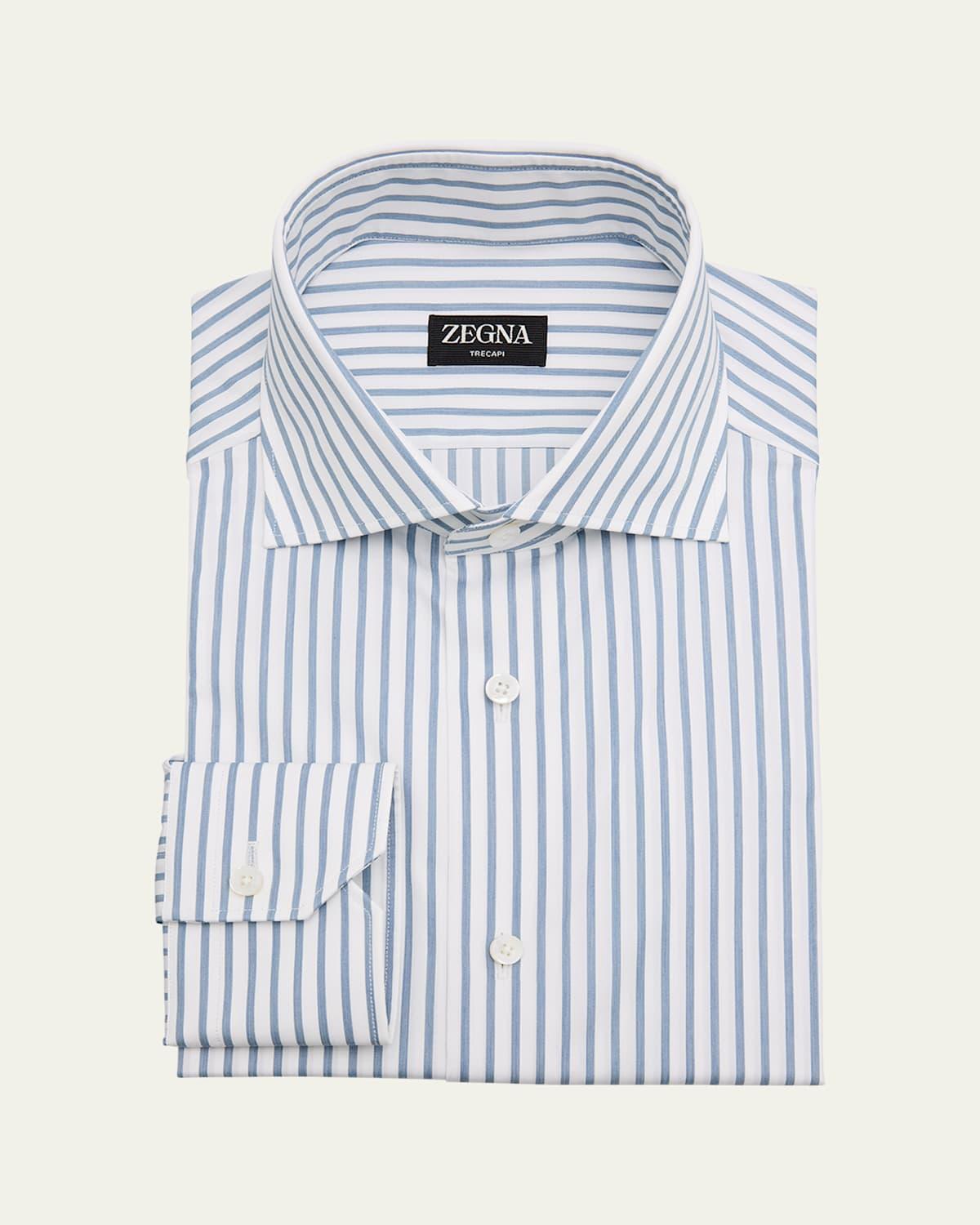 Mens Trecapi Cotton Stripe Dress Shirt Product Image