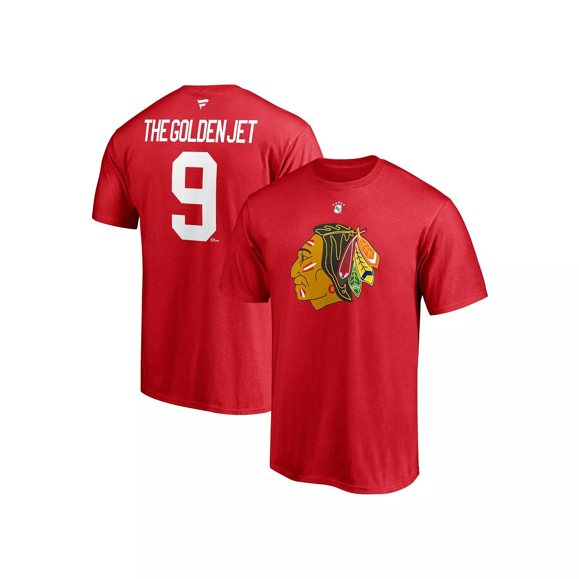 Men's Fanatics Branded Bobby Hull Red Chicago Blackhawks Authentic Stack Retired Player Nickname & Number T-Shirt,  Product Image