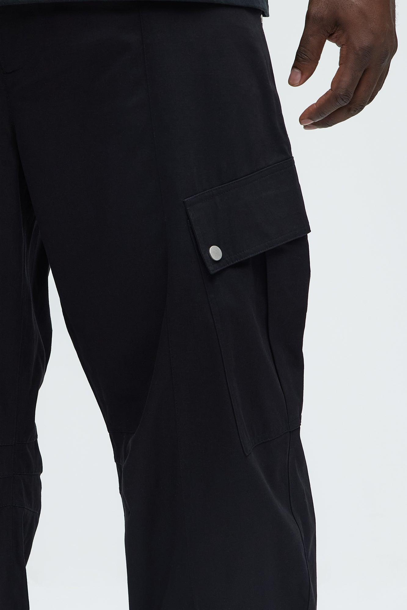 Carl Paneled Baggy Cargo Pants - Black Product Image