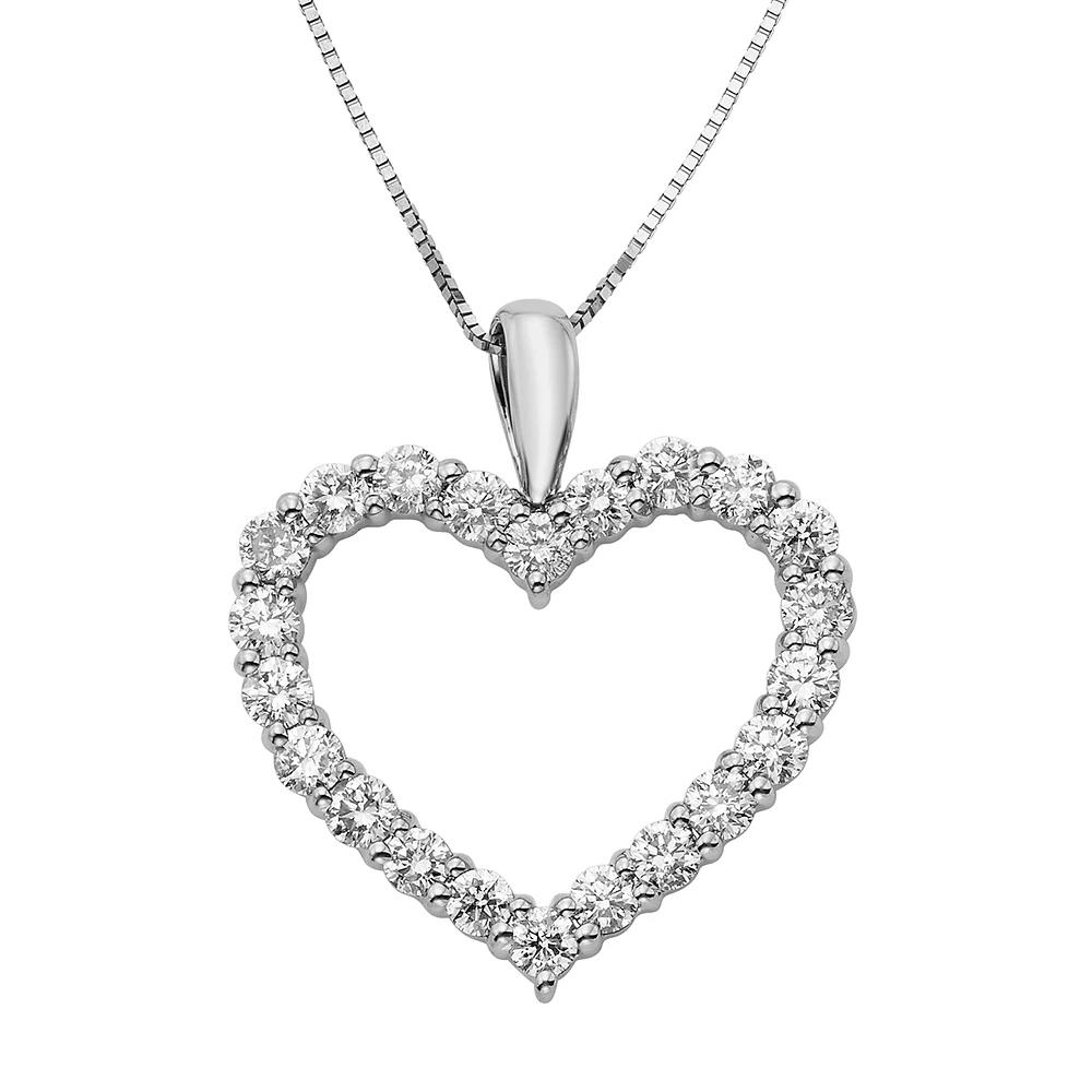 The Regal Collection 1 Carat T.W. IGL Certified Diamond 14k Gold Heart Pendant Necklace, Women's, Size: 18", White Product Image