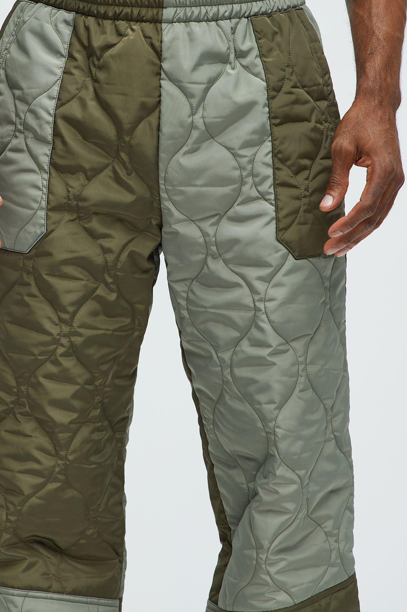 Rework Quilted Straight Pants - Green/combo Product Image