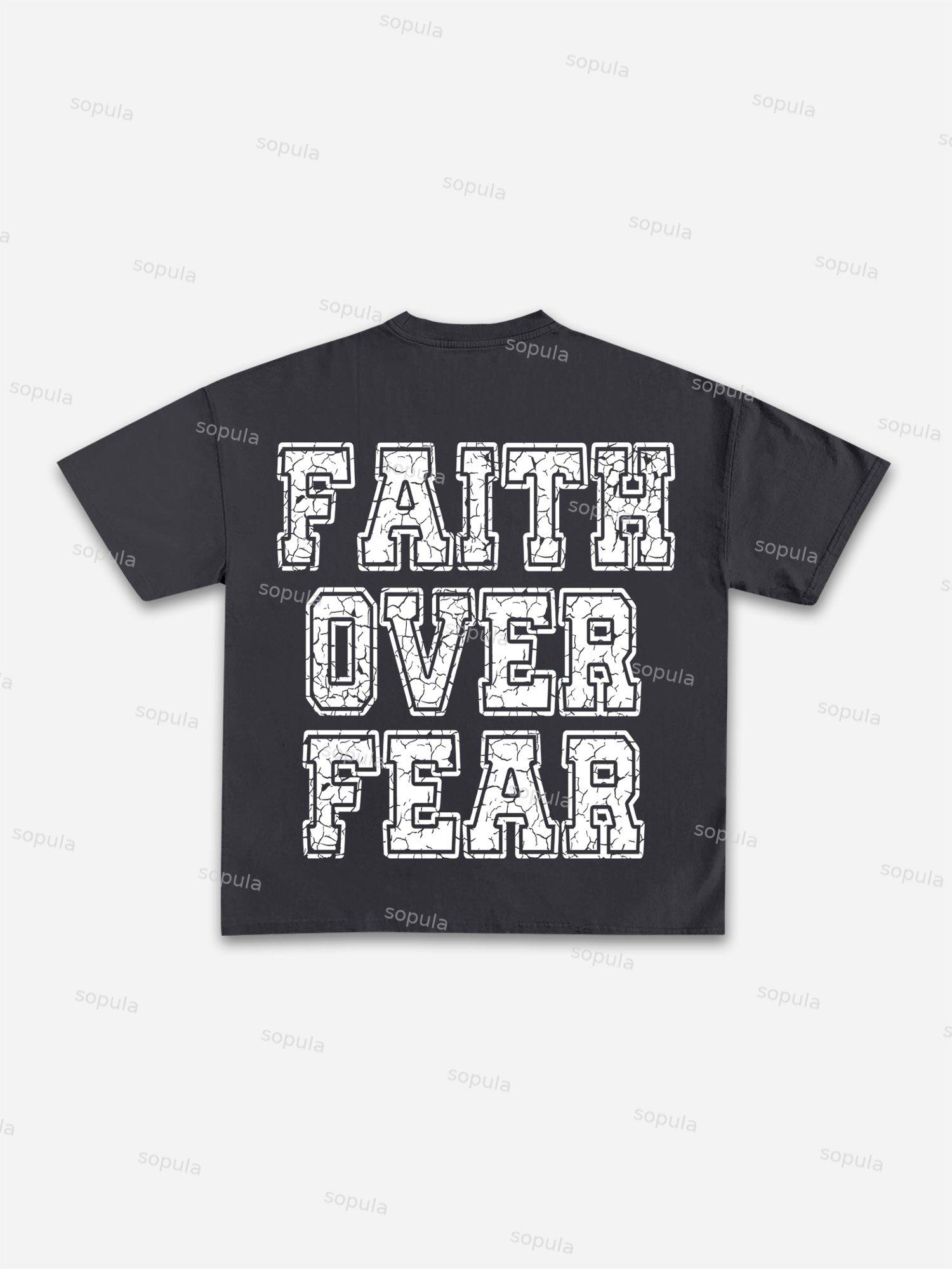 Faith Over Fear Print Cotton T-shirt Product Image