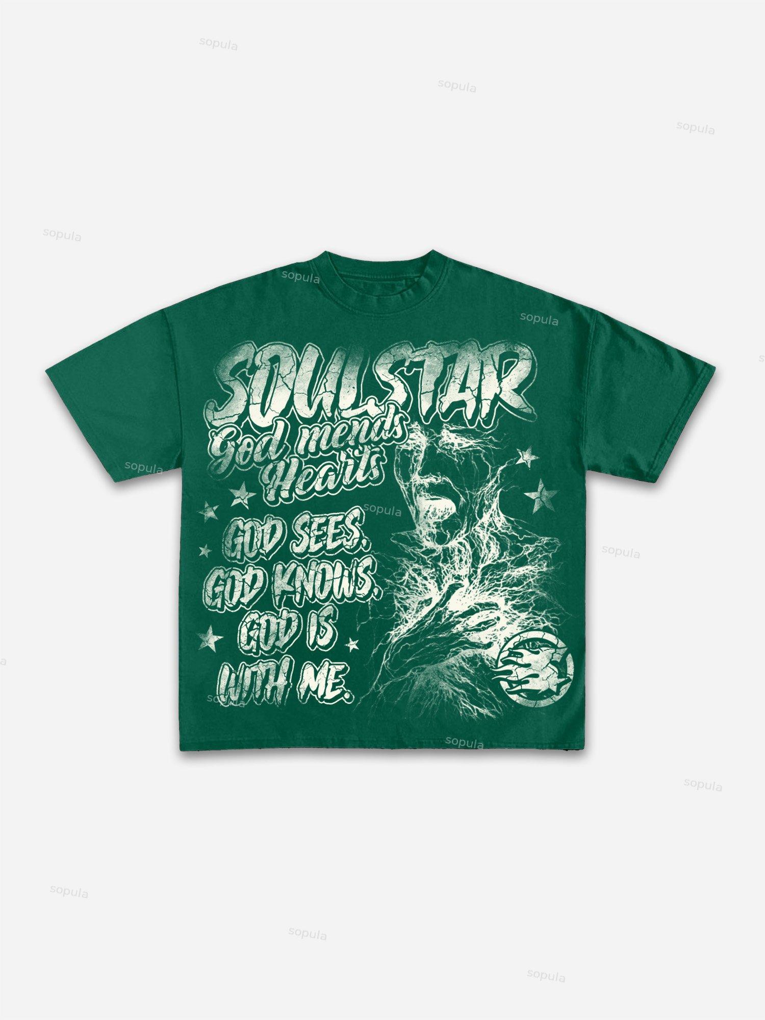 God Heals The Broken Vintage Graphic Cotton T-shirt Product Image