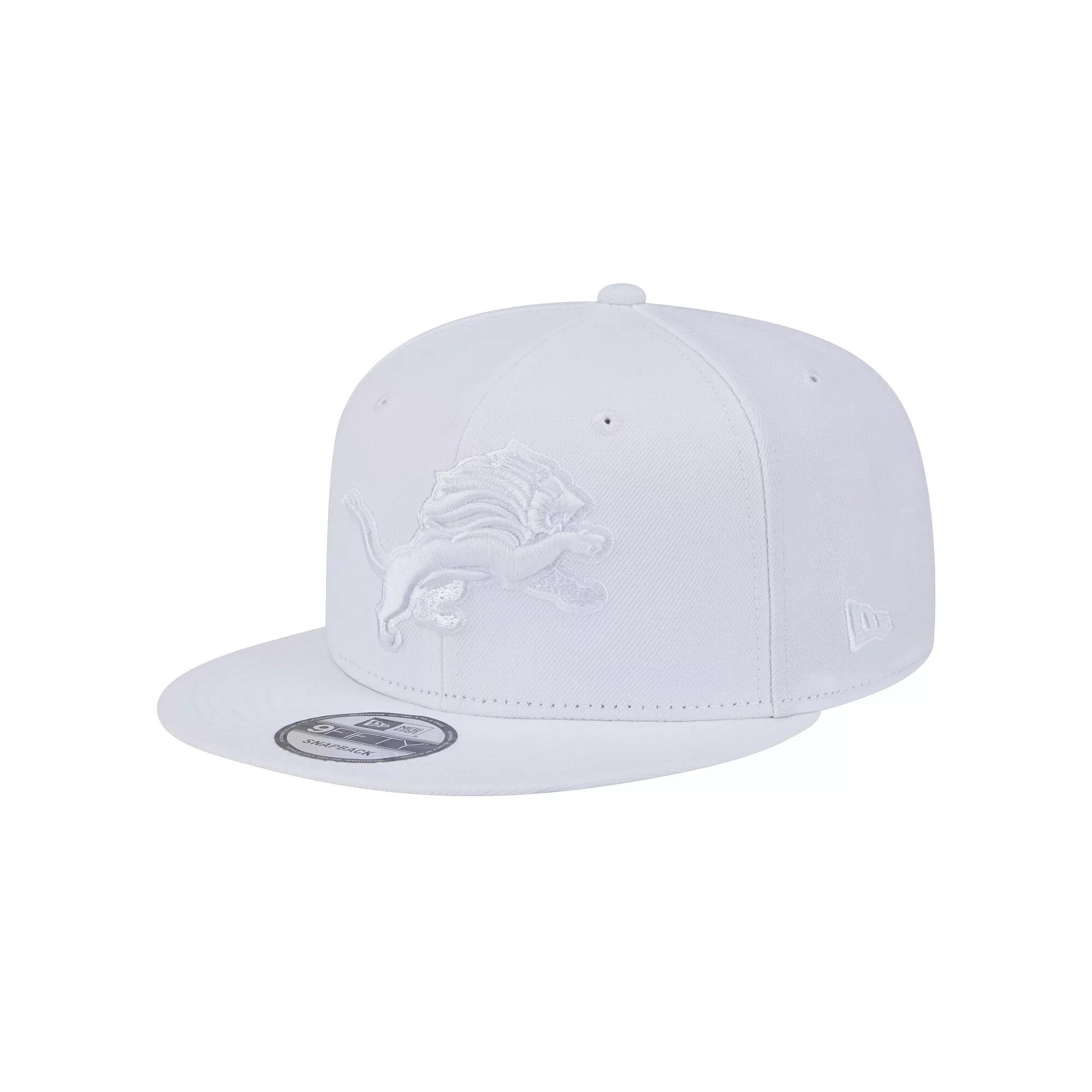 Men's New Era Detroit Lions Main White on White 9FIFTY Snapback Hat Product Image