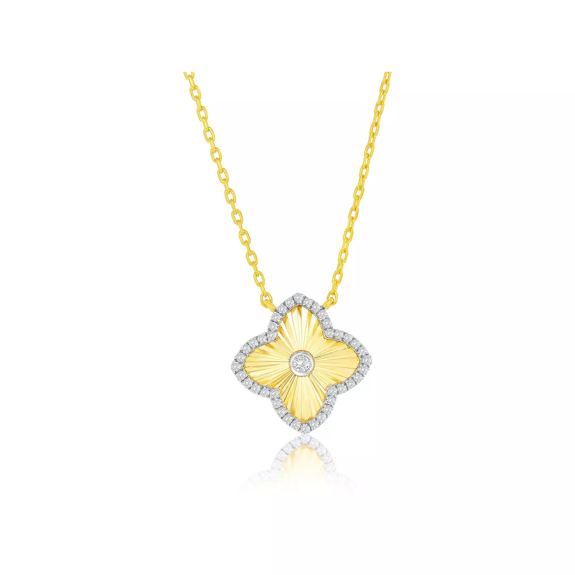 Argento Bella 14k Gold Over Silver Cubic Zirconia Flower Necklace, Women's, Size: 16-18" ADJ, Gold Tone Product Image