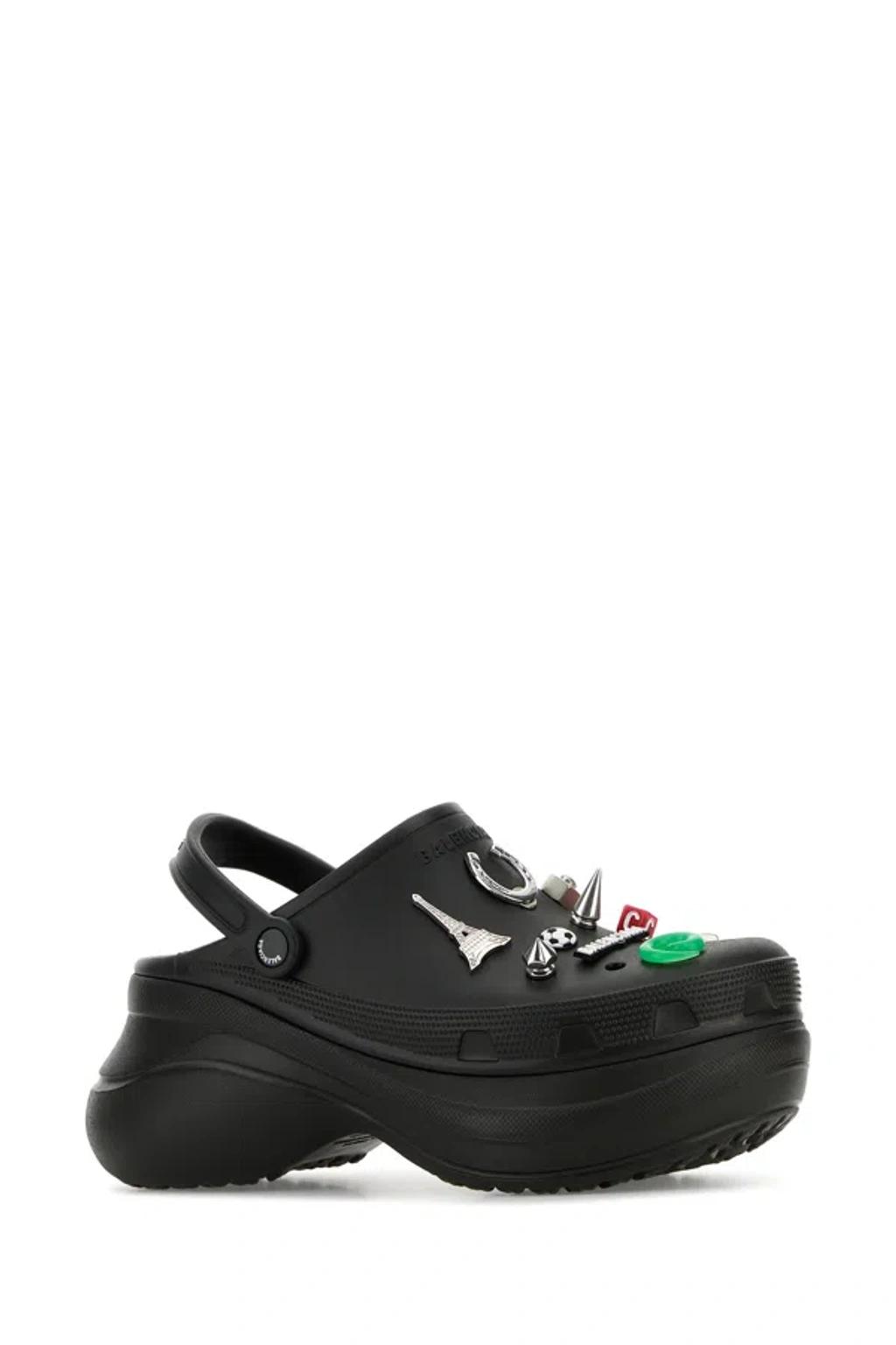 BALENCIAGA Platform Sandals Embellished Ventilation Holes In Black Product Image