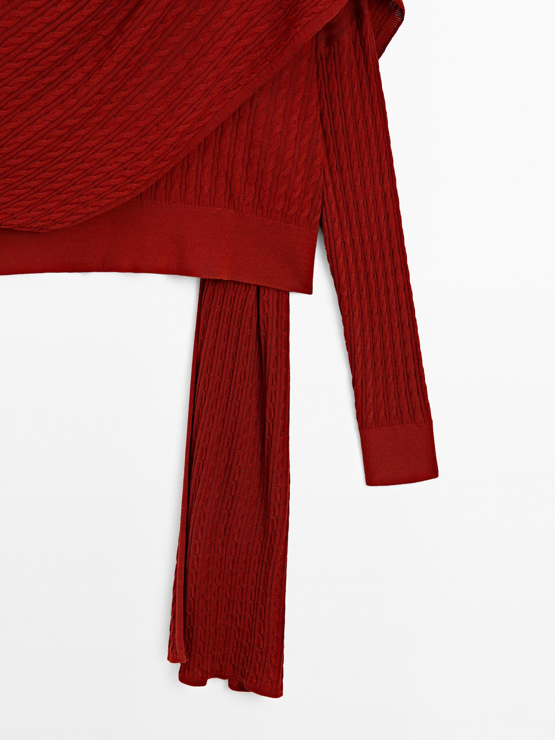 Cable-knit sweater with scarf detail Product Image