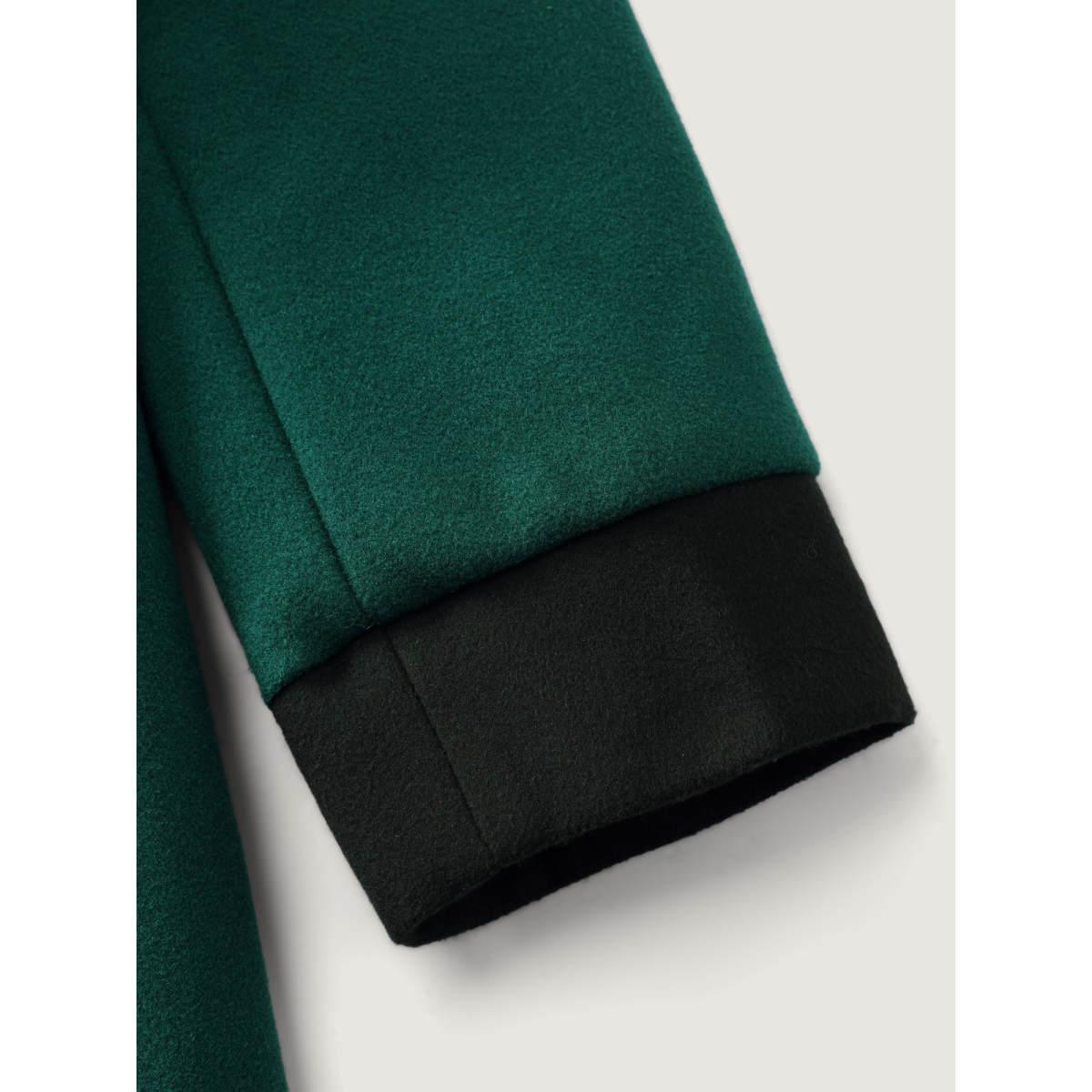 Plus Size Color Contrast Belted Lined Coat Women Emerald Retro Belted Ladies Elegant Winter Coats BloomChic 30/6X Product Image