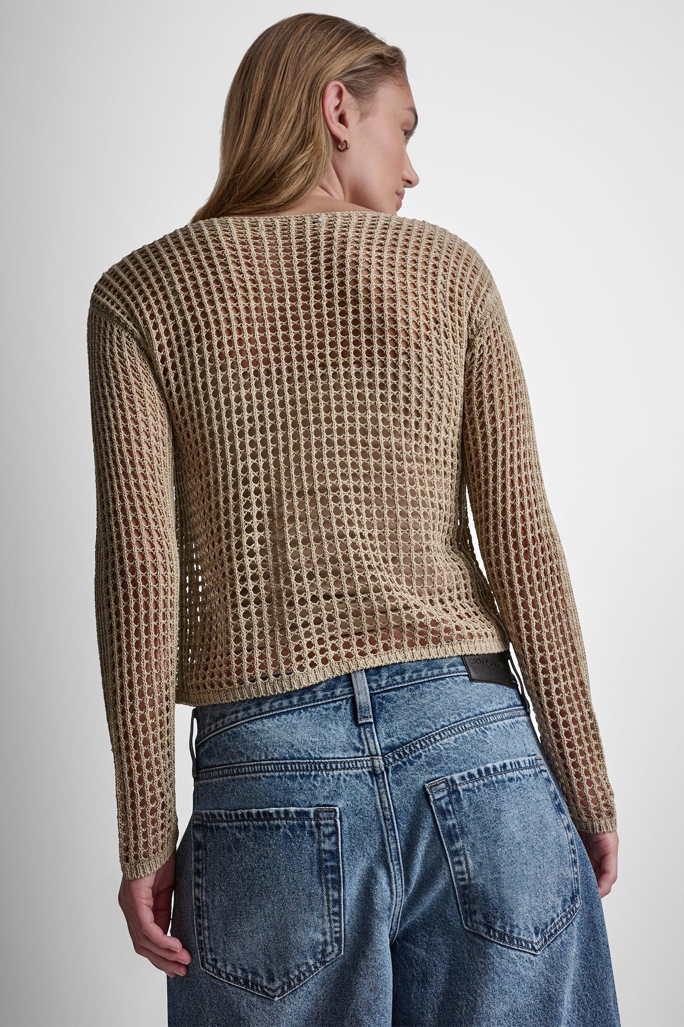 CROCHET OPEN-STITCH LOGO SWEATER Product Image