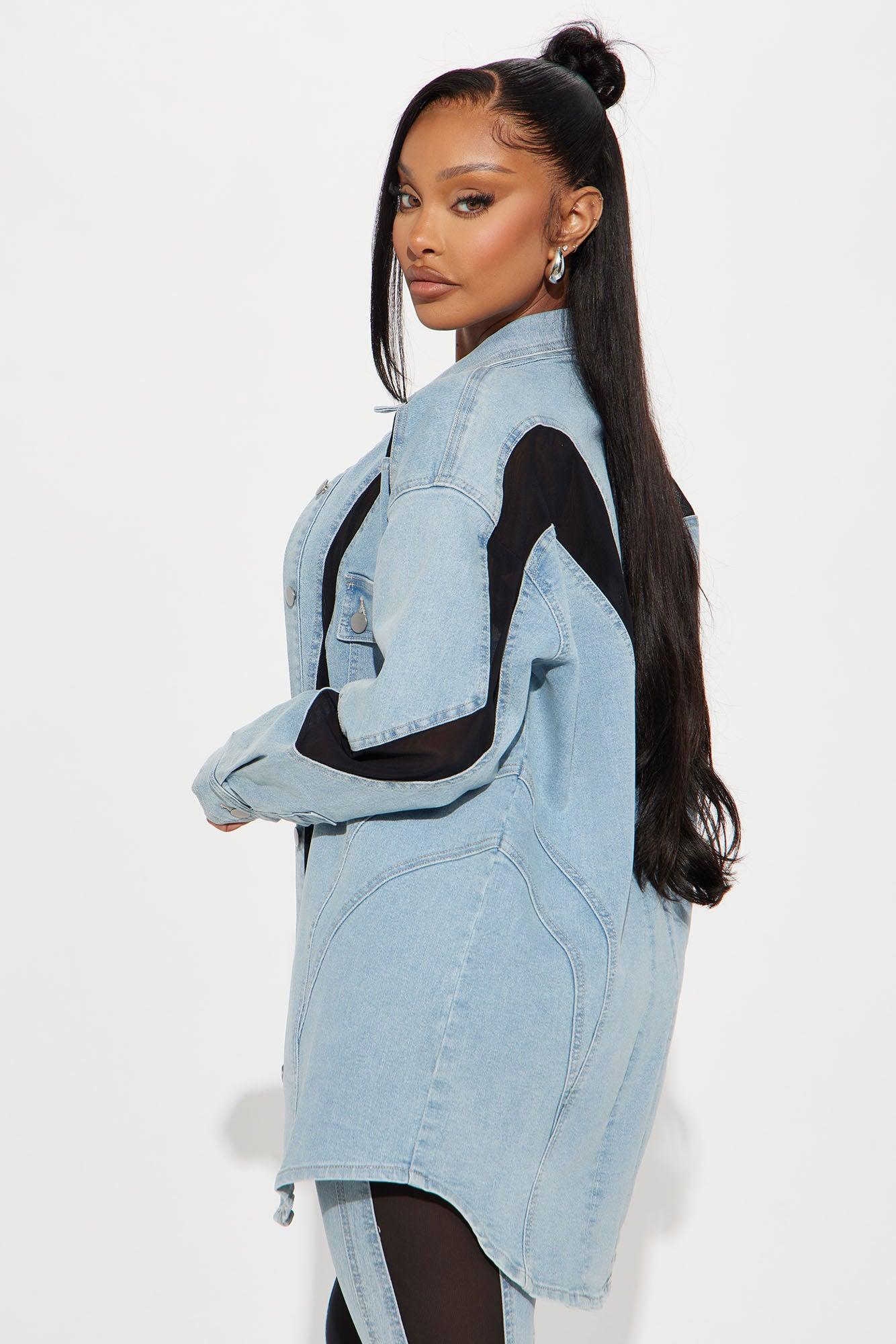 Switching Gears Stretch Denim Shacket - Light Wash Female Product Image