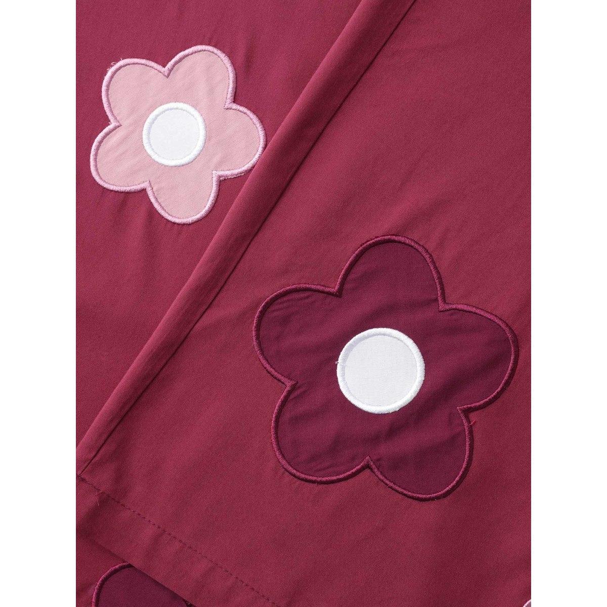 Plus Size Floral Applique Embroidery Wide-Leg Pants Women Raspberry Playful Loose Mid Rise Casual Pants BloomChic 14-16/1X Product Image