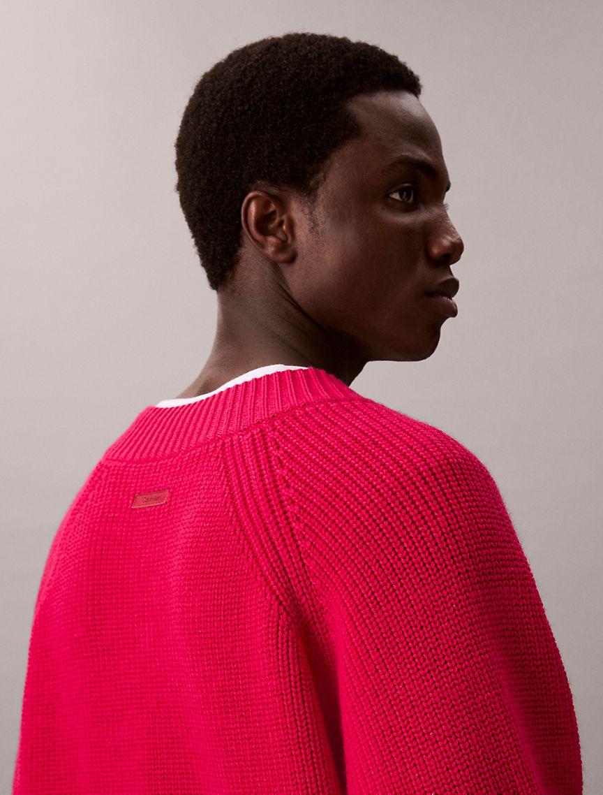 Merino Wool Blend Relaxed V-Neck Sweater Product Image