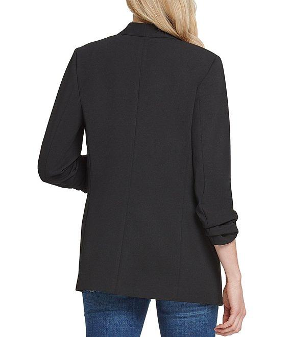 DKNY by Donna Karan Scuba Crepe Ruched 3/4 Ruched Sleeve Open Front Jacket Product Image