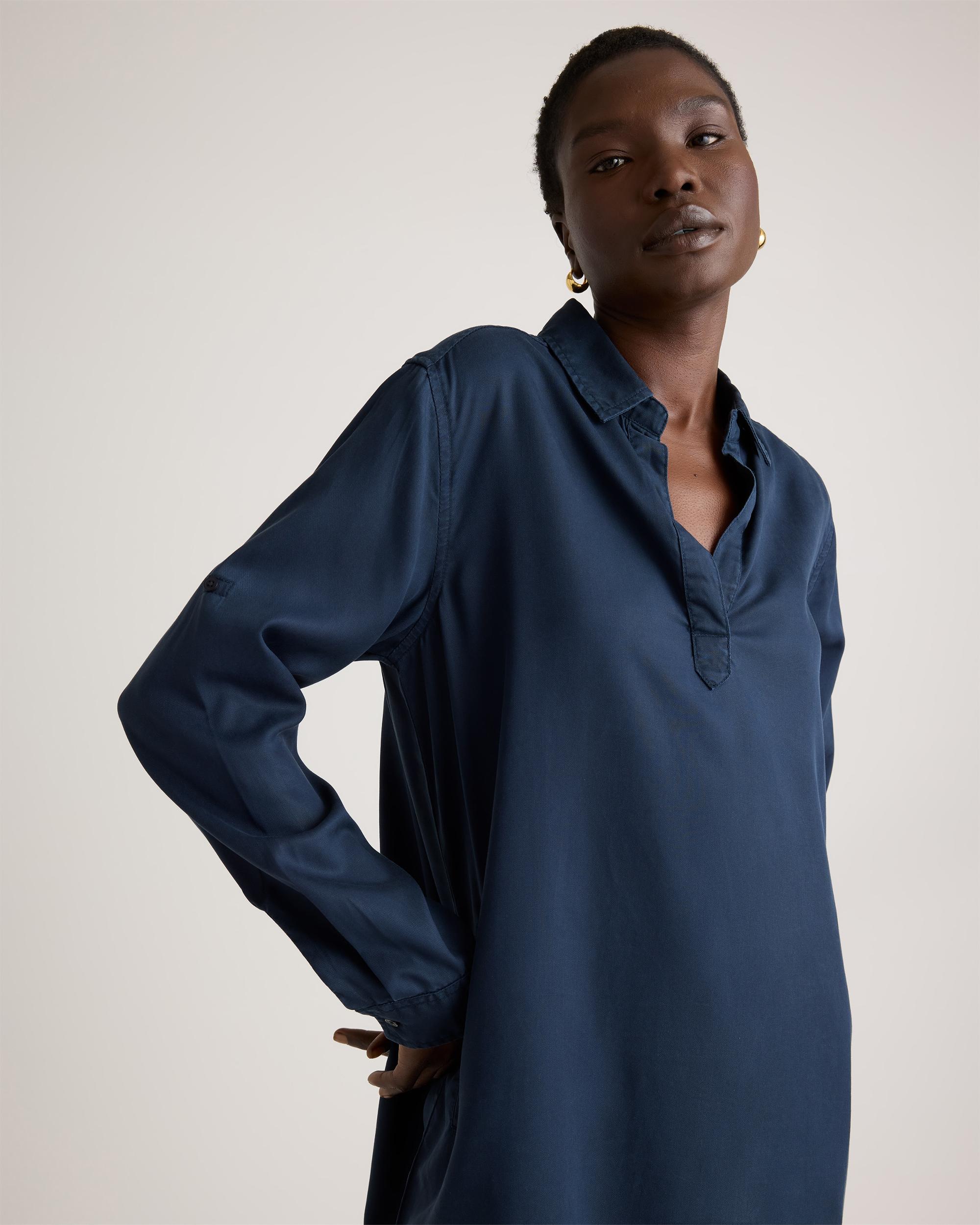 Quince | Women's Vintage Wash Tencel Roll Sleeve Tunic Dress Product Image