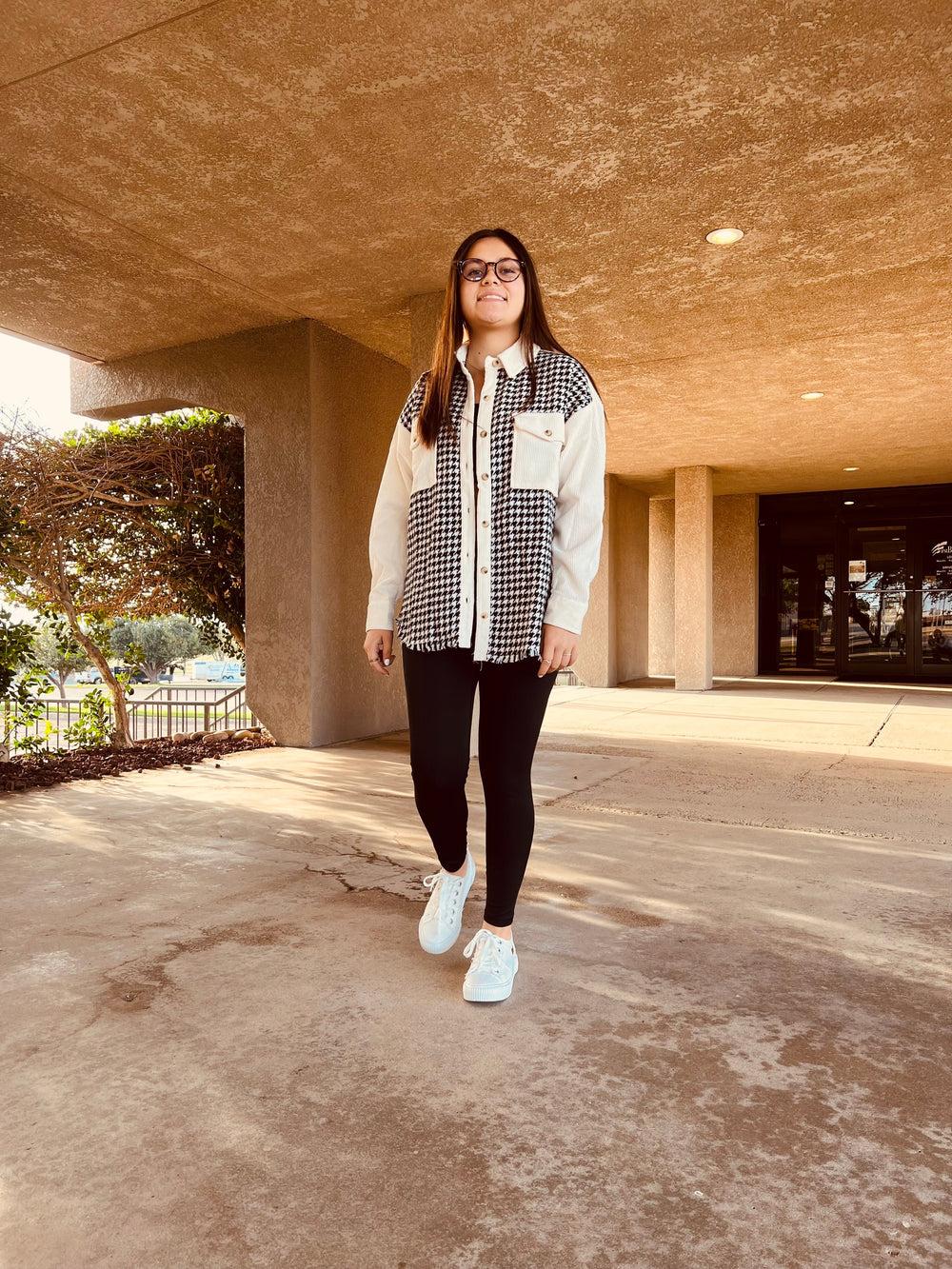 Colorblock Houndstooth Shacket* Product Image