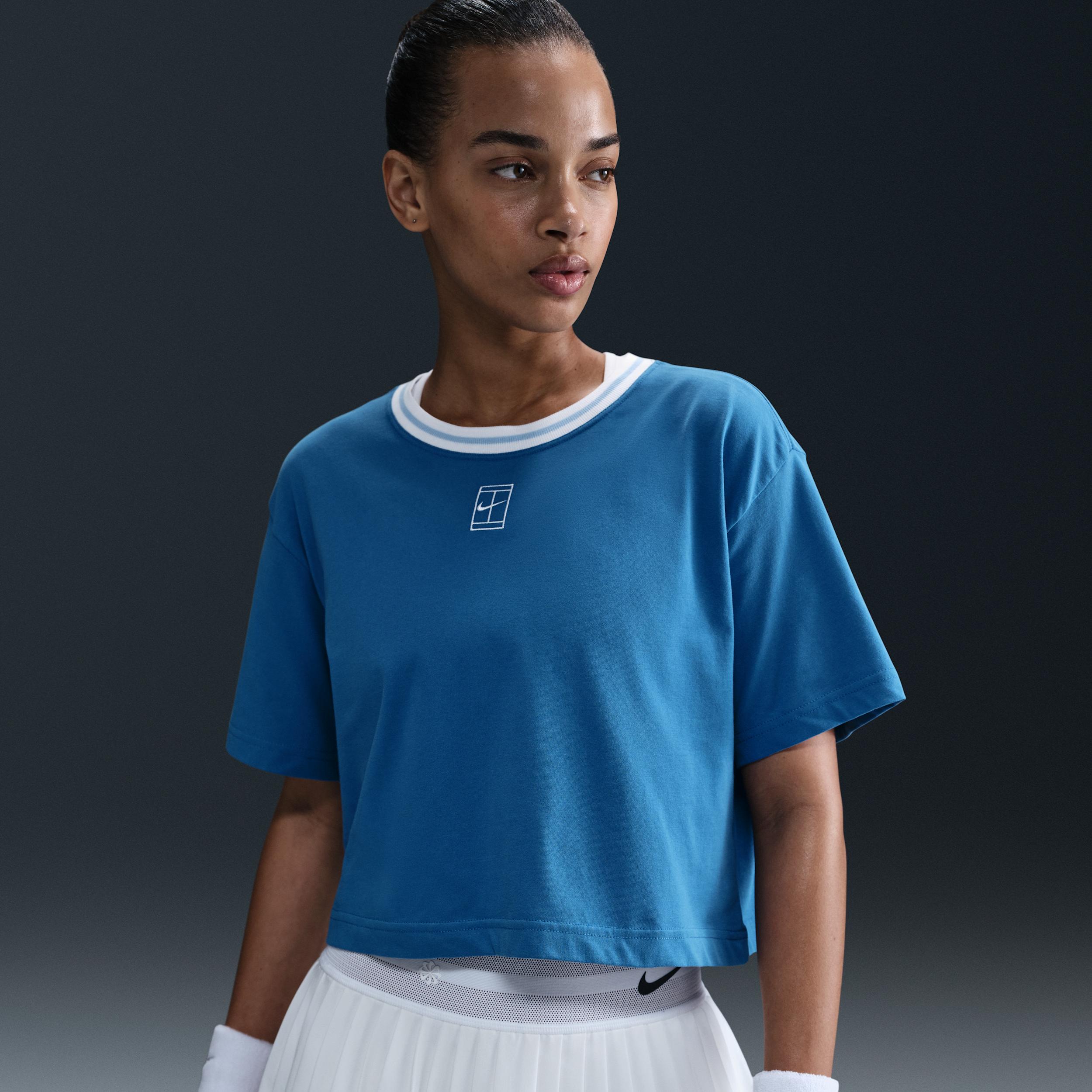 Nike Womens Heritage Dri-FIT Short-Sleeve Cropped T-Shirt | HJ3640-402 Product Image