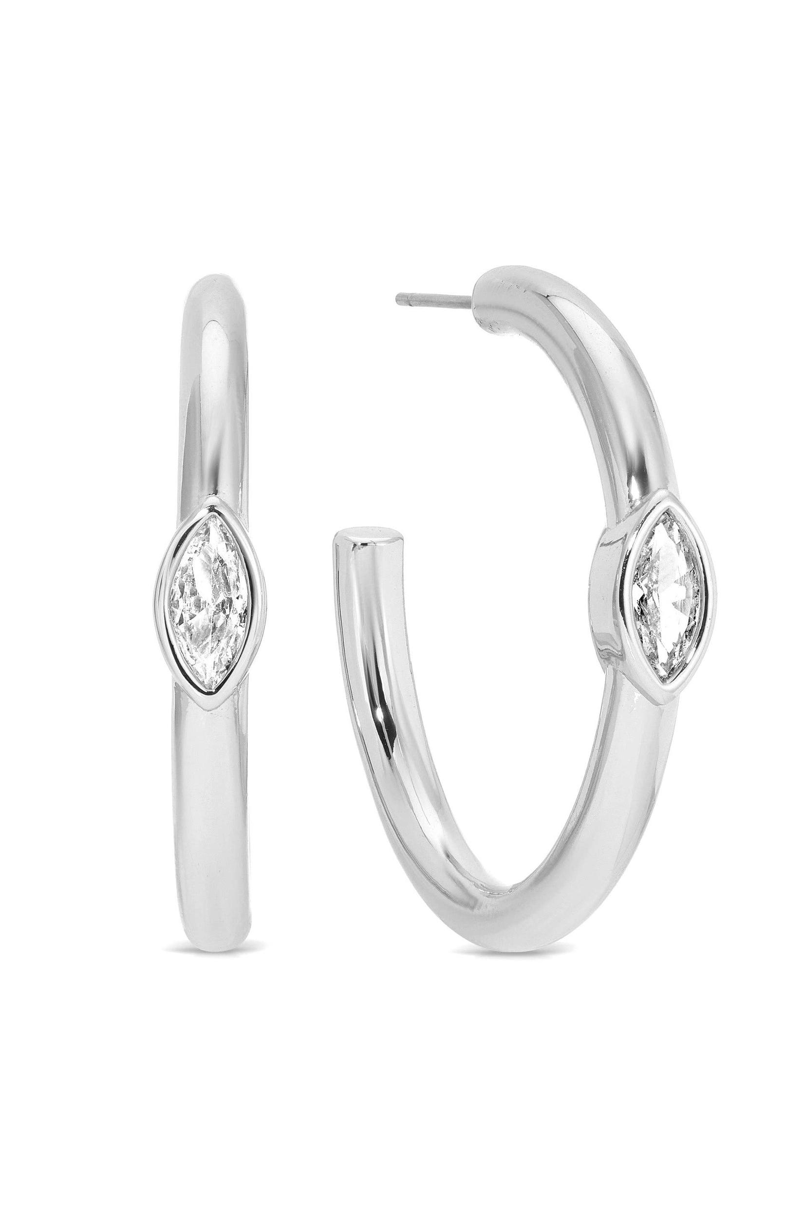 Medium Marquise Crystal Hoops Product Image