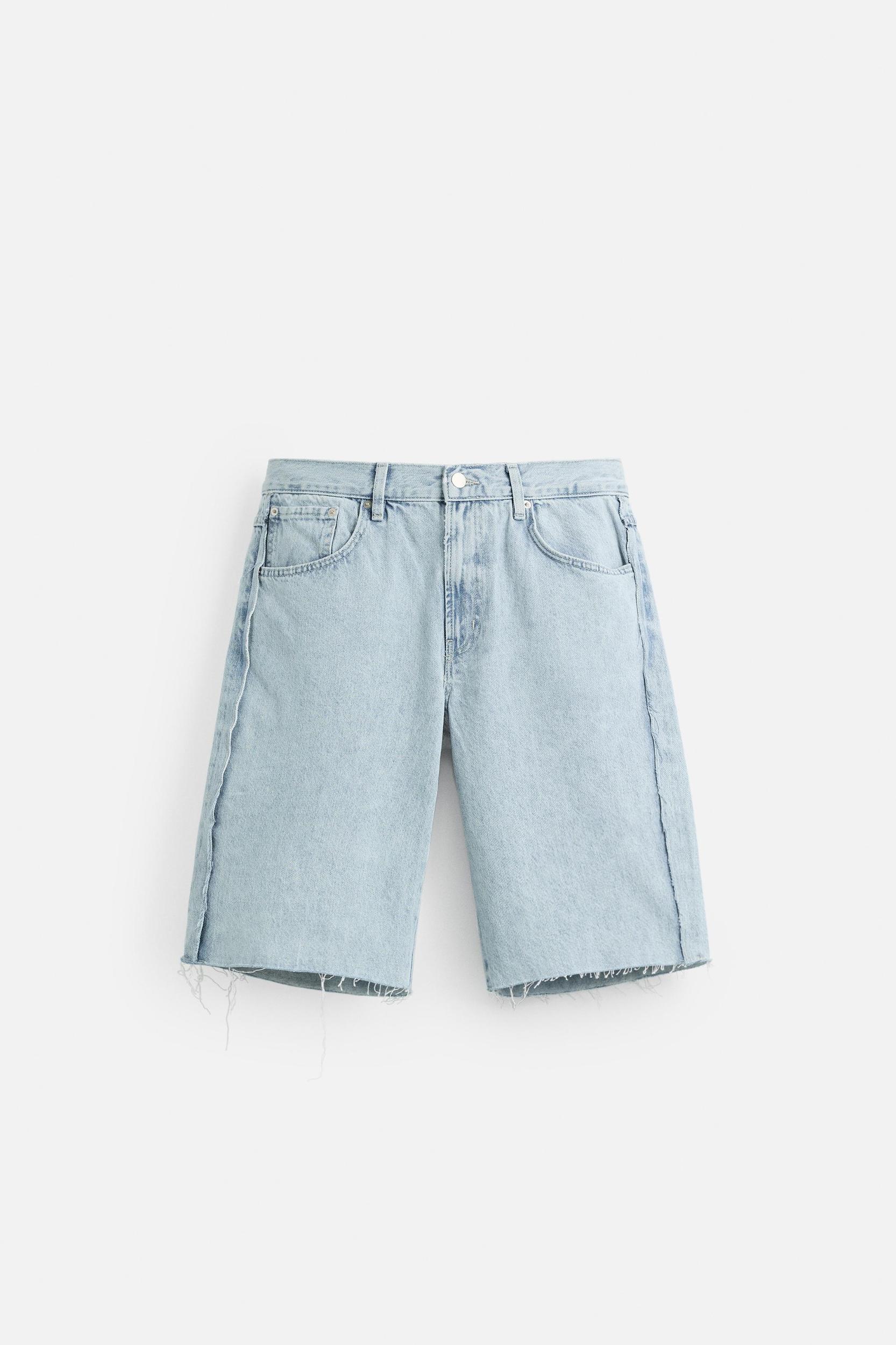 EMBROIDERED BAGGY FIT DENIM SHORTS Product Image