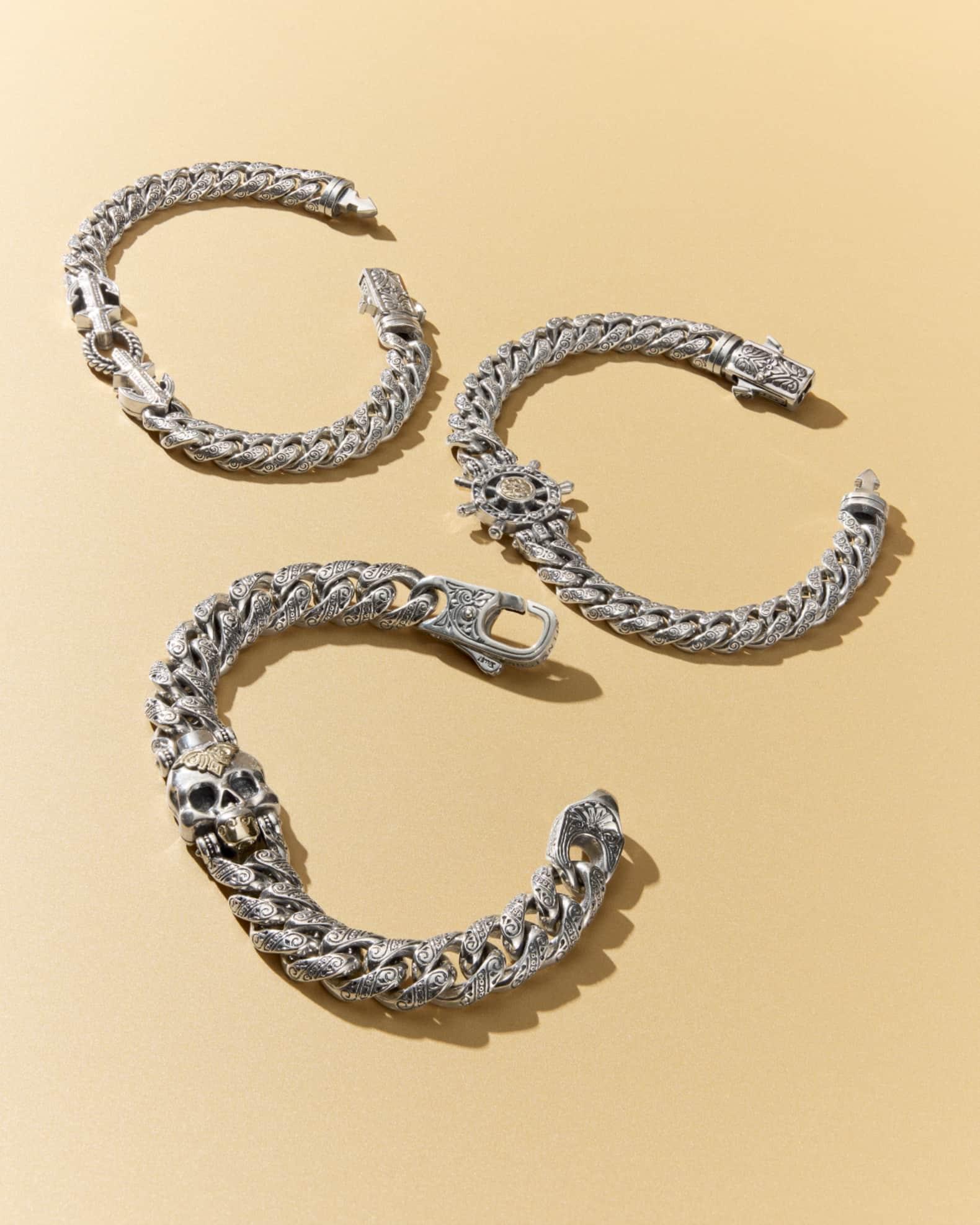 Mens Hydra Sterling Silver and 18K Gold Bracelet Product Image