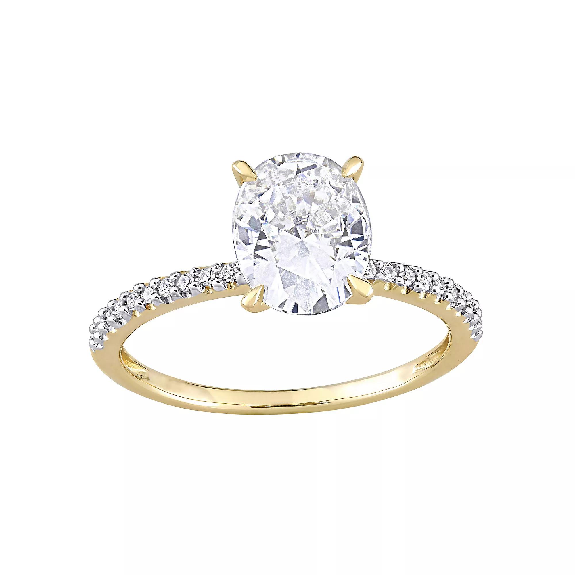 Stella Grace 14k Gold 2 Carat T.W. Lab-Created Moissanite & 1/10 Carat T.W. Diamond Engagement Ring, Women's, Size: 9.50 Product Image