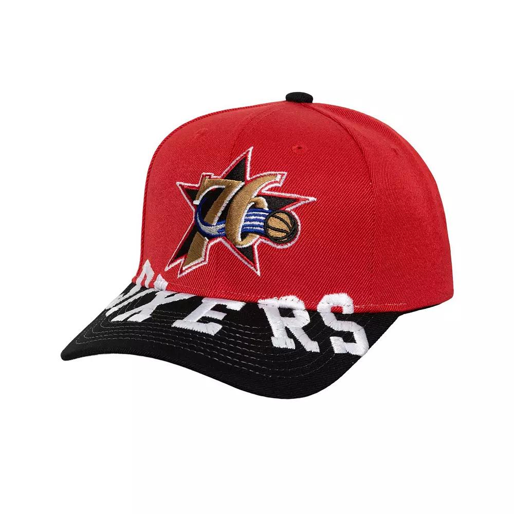 Men's Mitchell & Ness Red/Black Philadelphia 76ers Underarch Two-Tone Pro Crown Snapback Hat, 76r Red Product Image