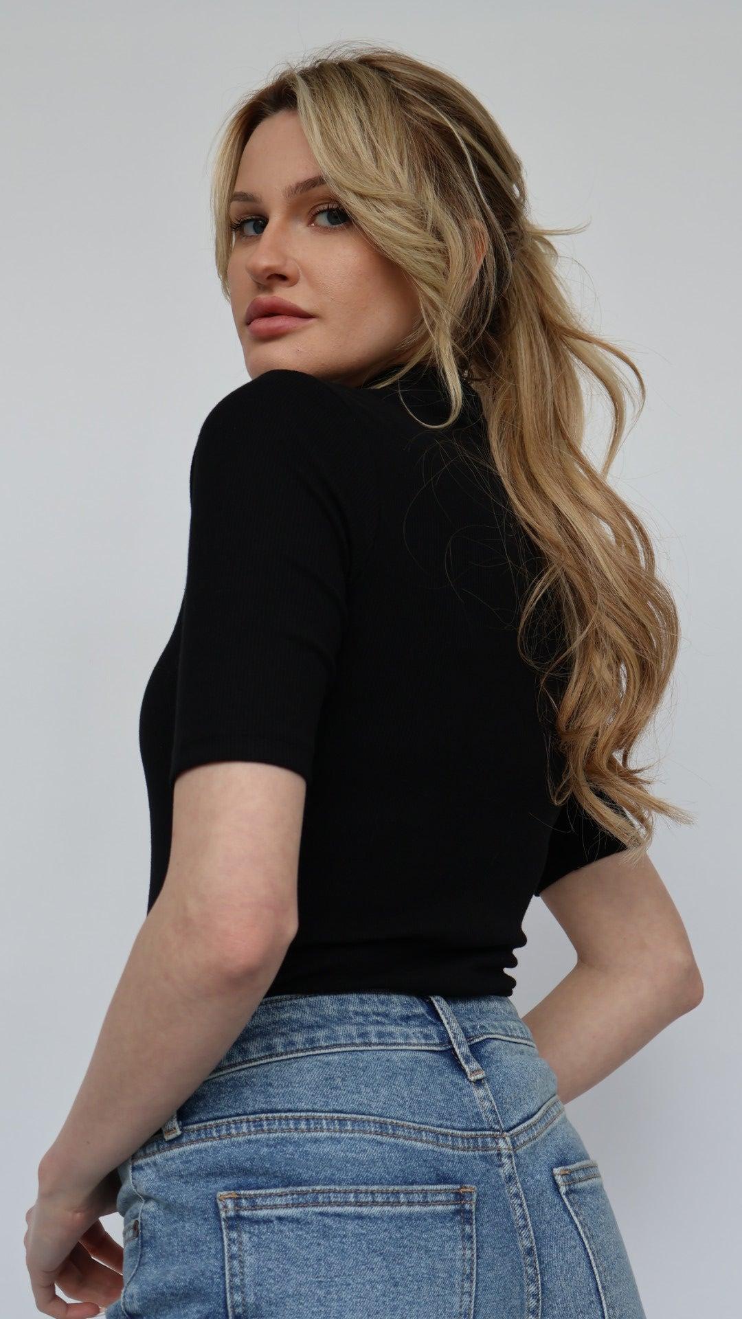 Ribbed Polo Collar Bodysuit Product Image