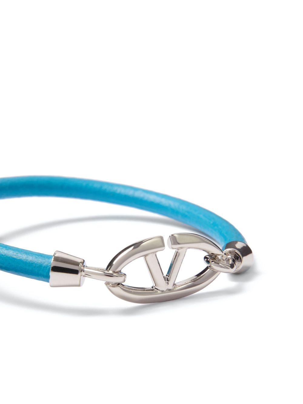 logo-plaque leather bracelet Product Image