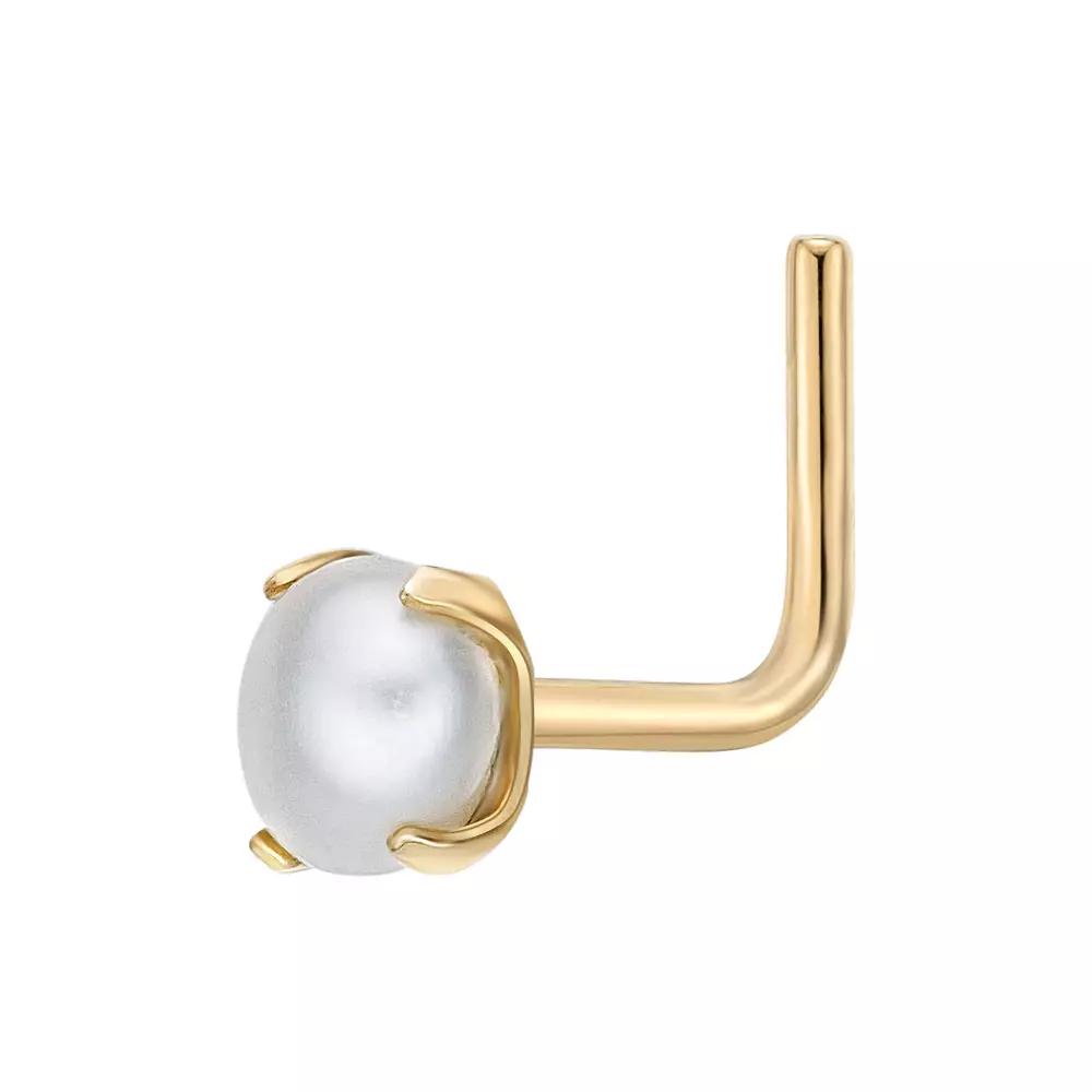 Lila Moon 14k Gold 90 Degree Angle Freshwater Cultured Pearl Nose Stud, Women's Product Image