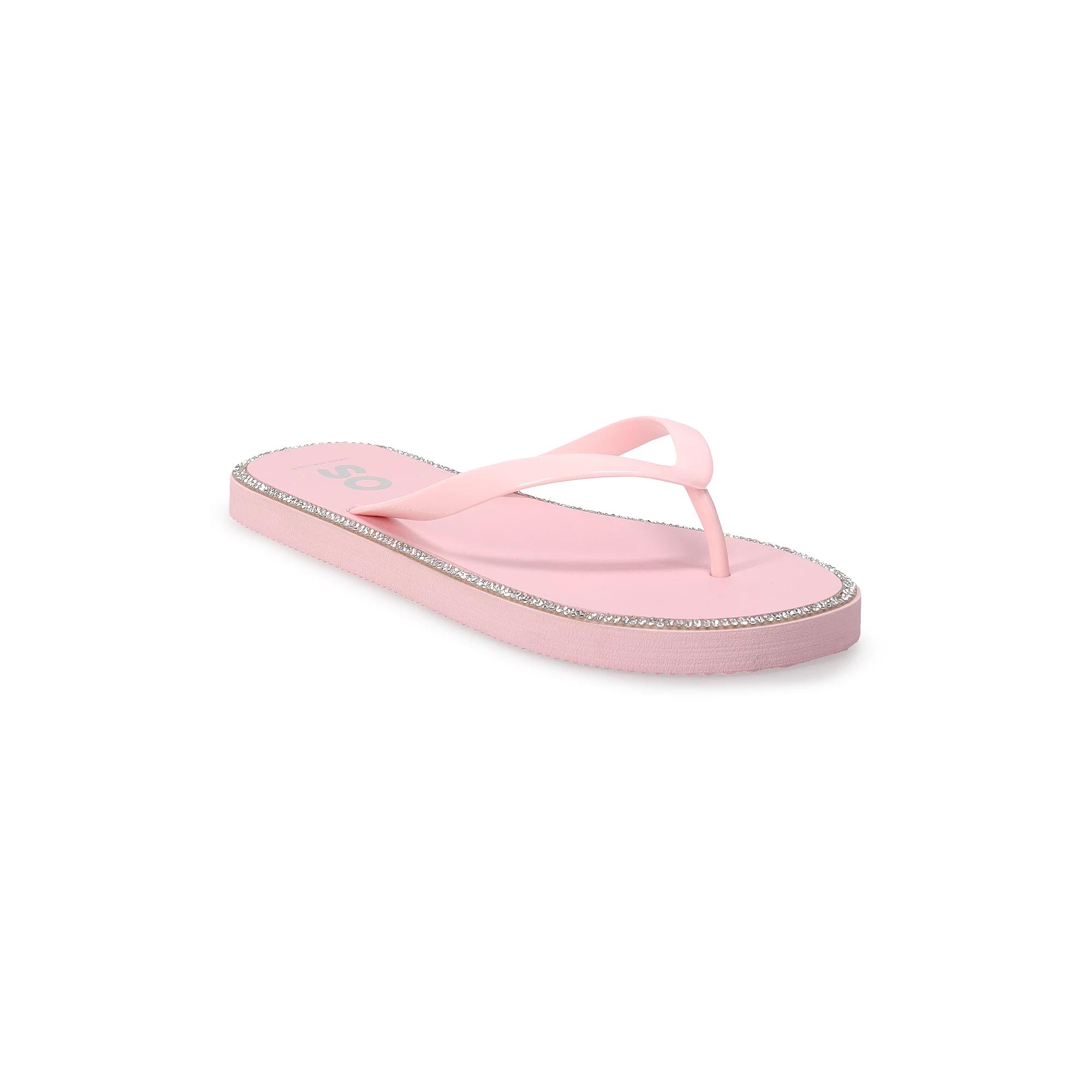 SO® Jeweled Women's Flip Flop Sandals, Size: 9, Pink Product Image
