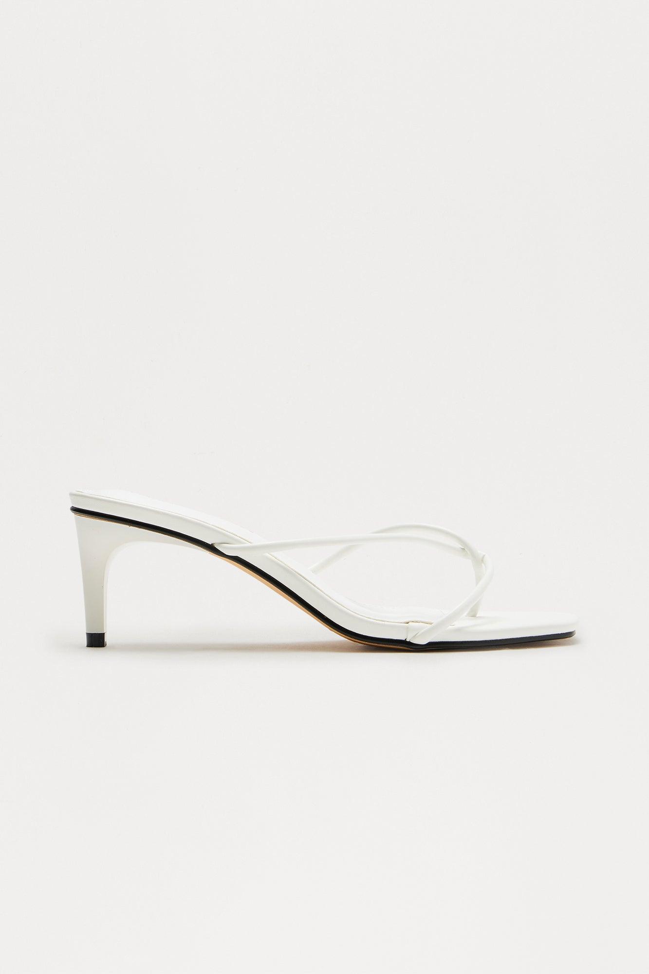 Berry Faux Leather Thong Mules - White Product Image