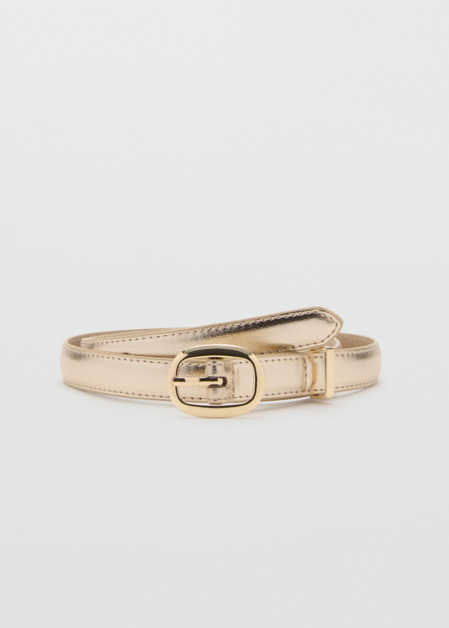 Metallic belt with oval buckle - Women | MANGO USA Product Image