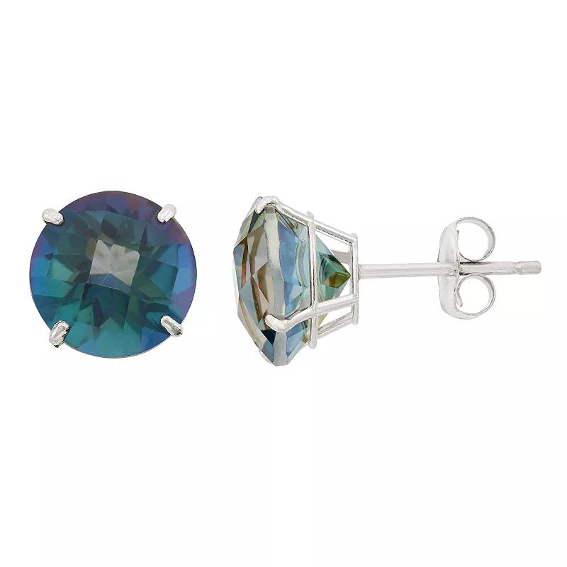 Mystic Topaz 10k White Gold Stud Earrings, Womens, Blue Product Image