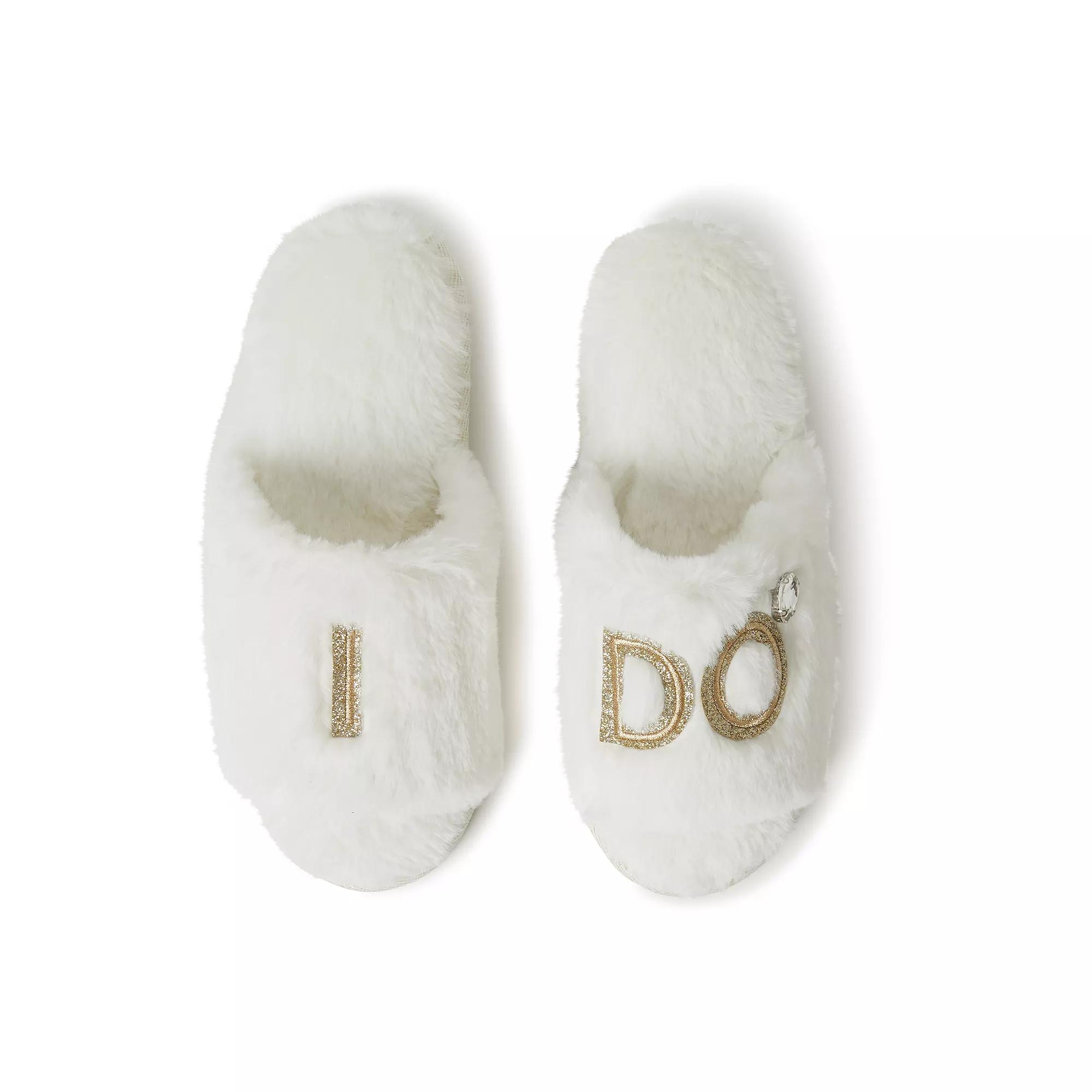 Dearfoams "I Do" Faux-Fur Bridal Women's Slide Slippers,  Product Image