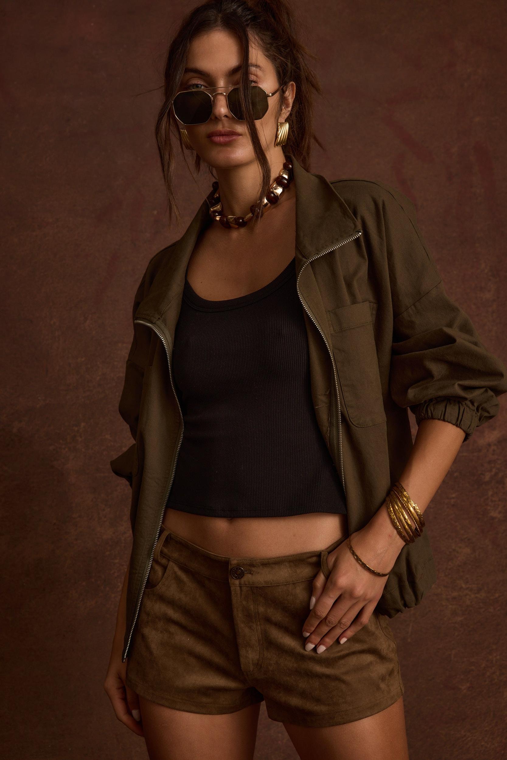 Mercer Camel Faux Suede Micro Shorts Product Image