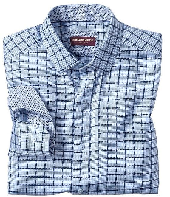 Johnston & Murphy Non-Iron Windowpane Long Sleeve Woven Shirt Product Image