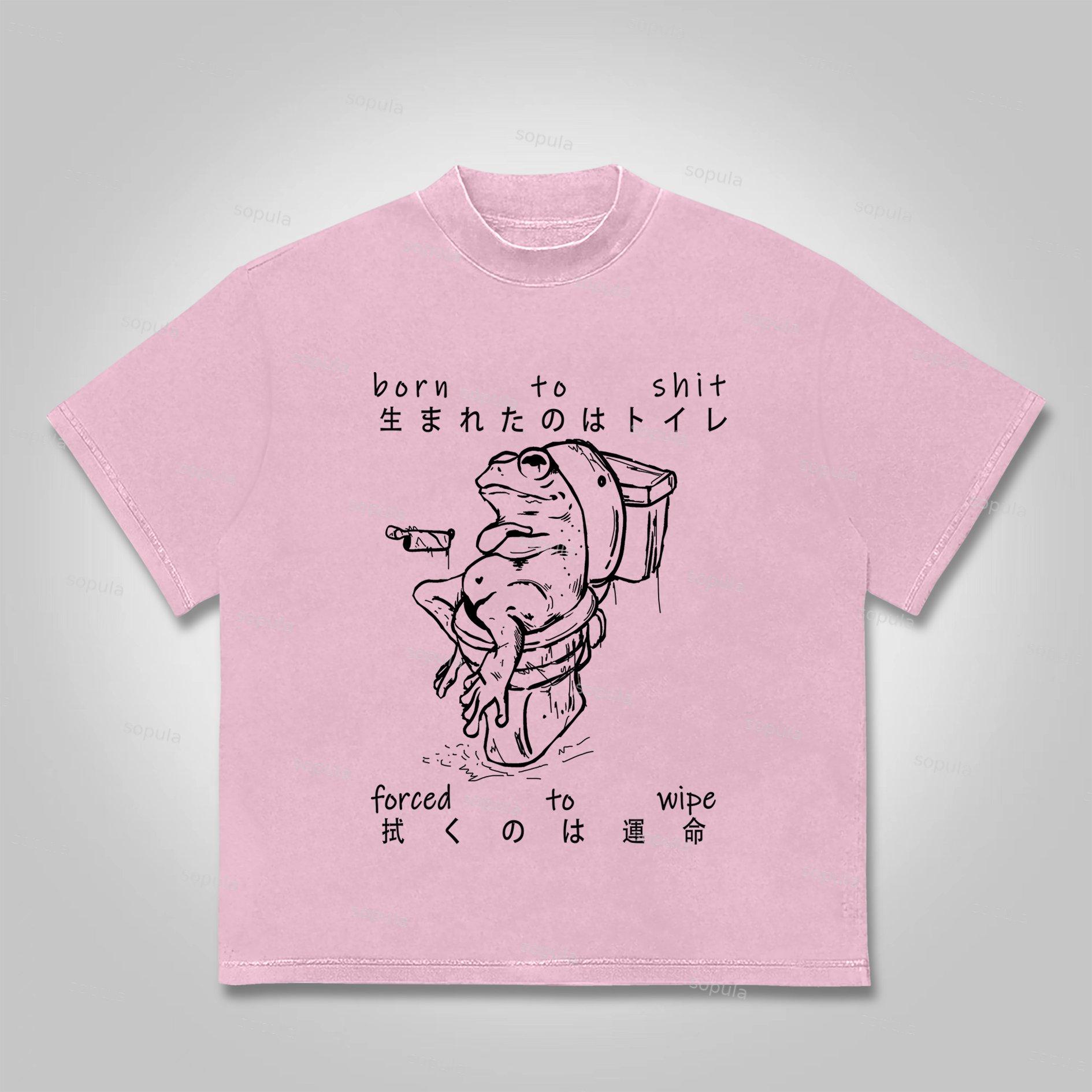 Sopula Born To Shit Forced To Wipe Print Cotton T-Shirt Product Image