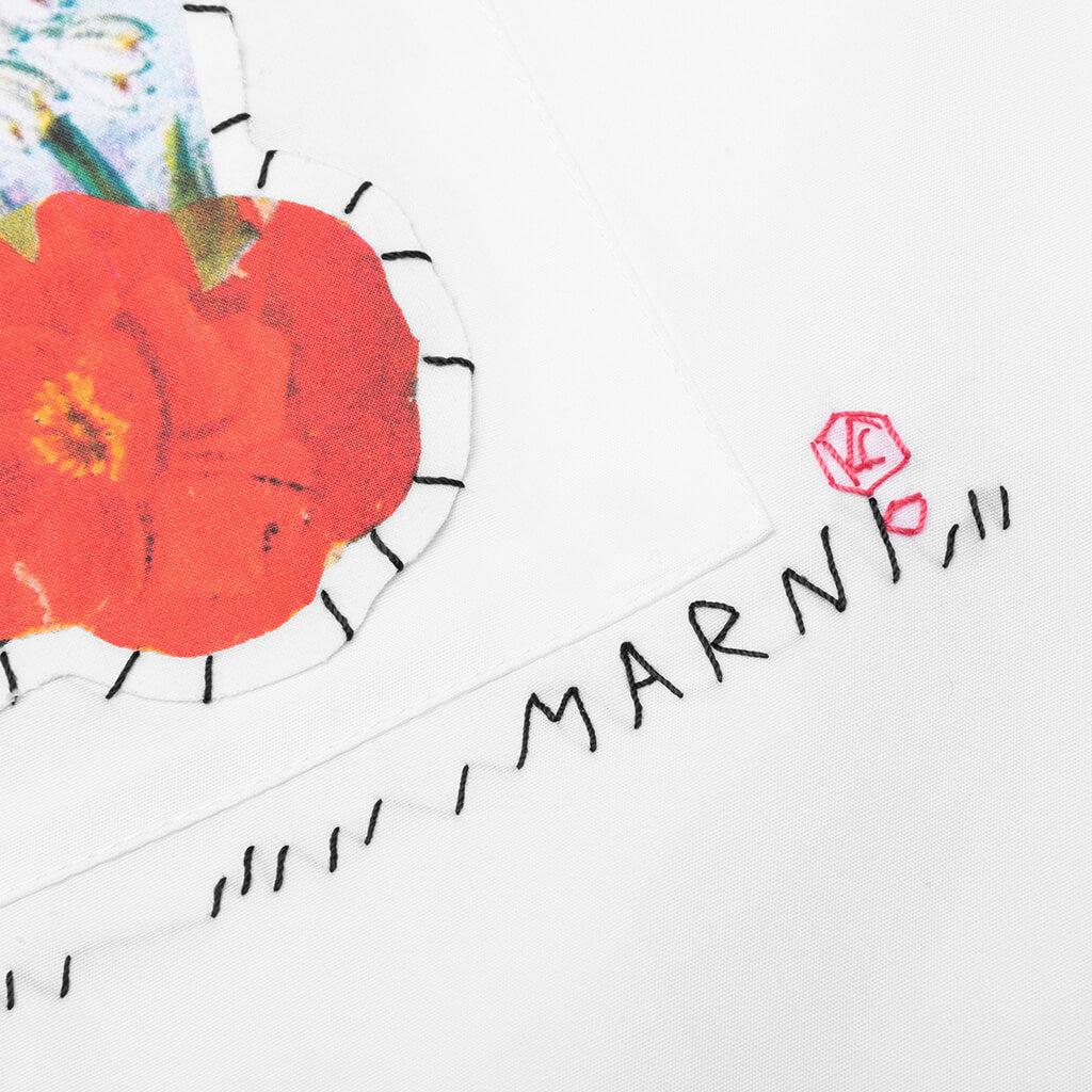 Long Sleeve Flower Graphics Shirt - Lily White Male Product Image