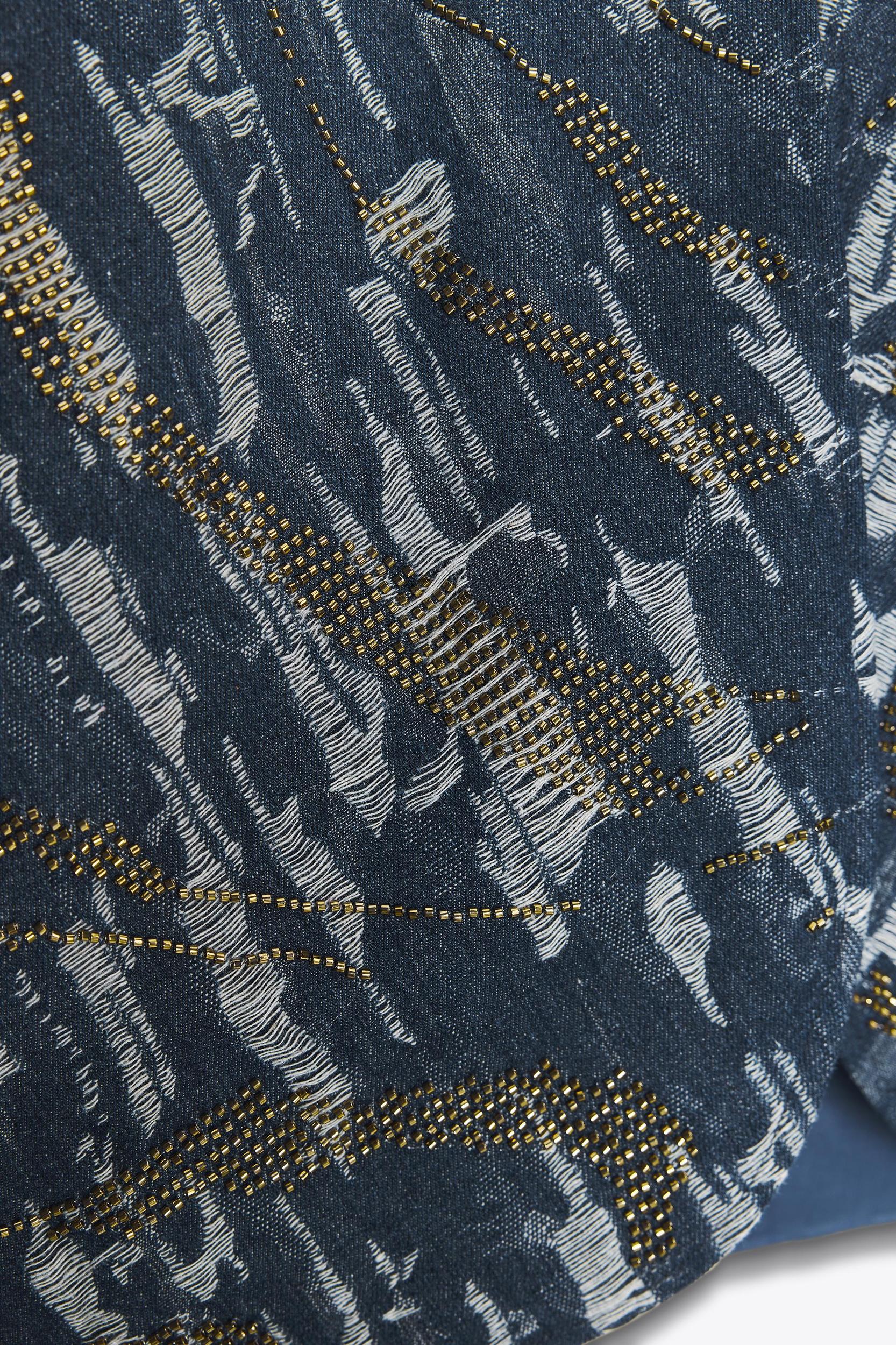 BEADED DENIM EFFECT PADDED KIMONO Product Image