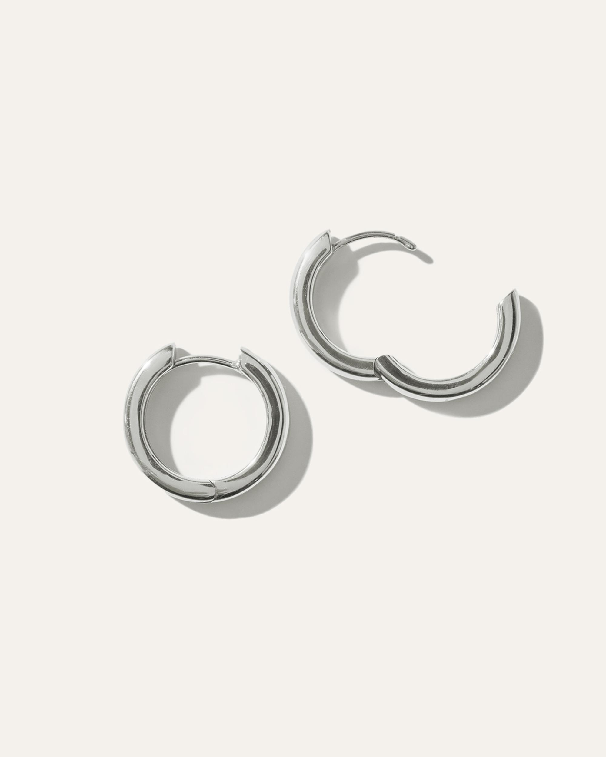 Quince | Women's Silver Slim Huggie Hoop Earrings Product Image
