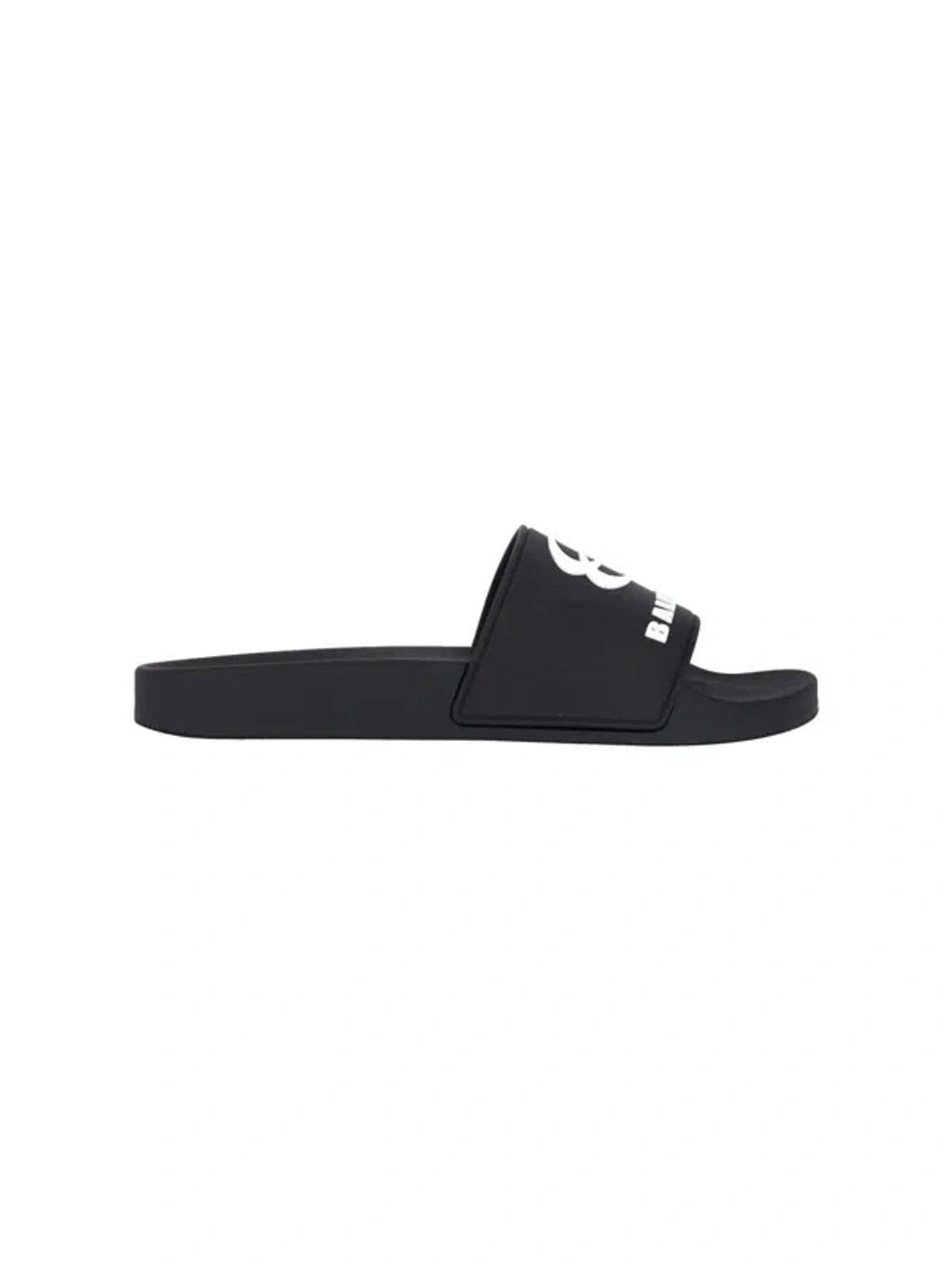 BALENCIAGA Rubber Slide Sandals For The Pool Men In Black White Product Image