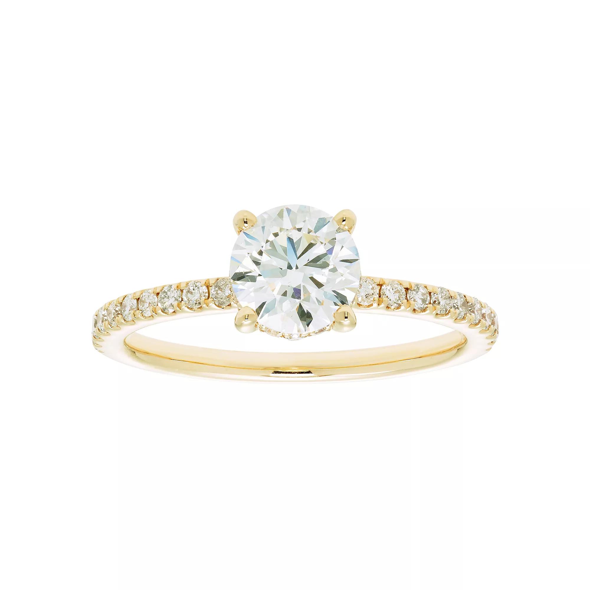 Evergreen Diamonds 14k Gold 1 3/8 Carat T.W. IGL Certified Round Lab-Grown Diamond Hidden Halo Ring, Women's, Size: 7 Product Image