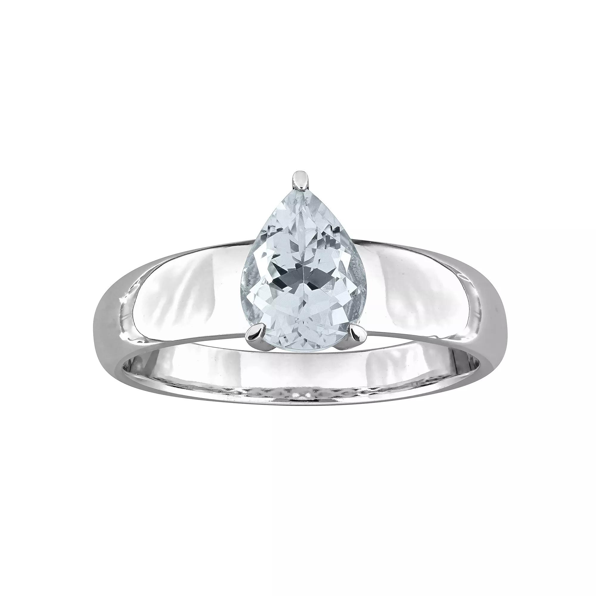 Stella Grace 14k White Gold Aquamarine Teardrop Ring, Women's, Size: 7 Product Image