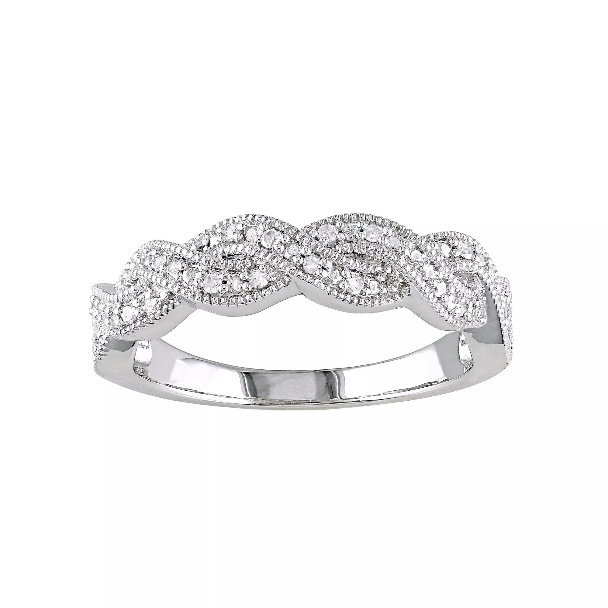 Stella Grace Sterling Silver 1/10 Carat T.W. Diamond Infinity Ring, Women's, Size: 6 Product Image
