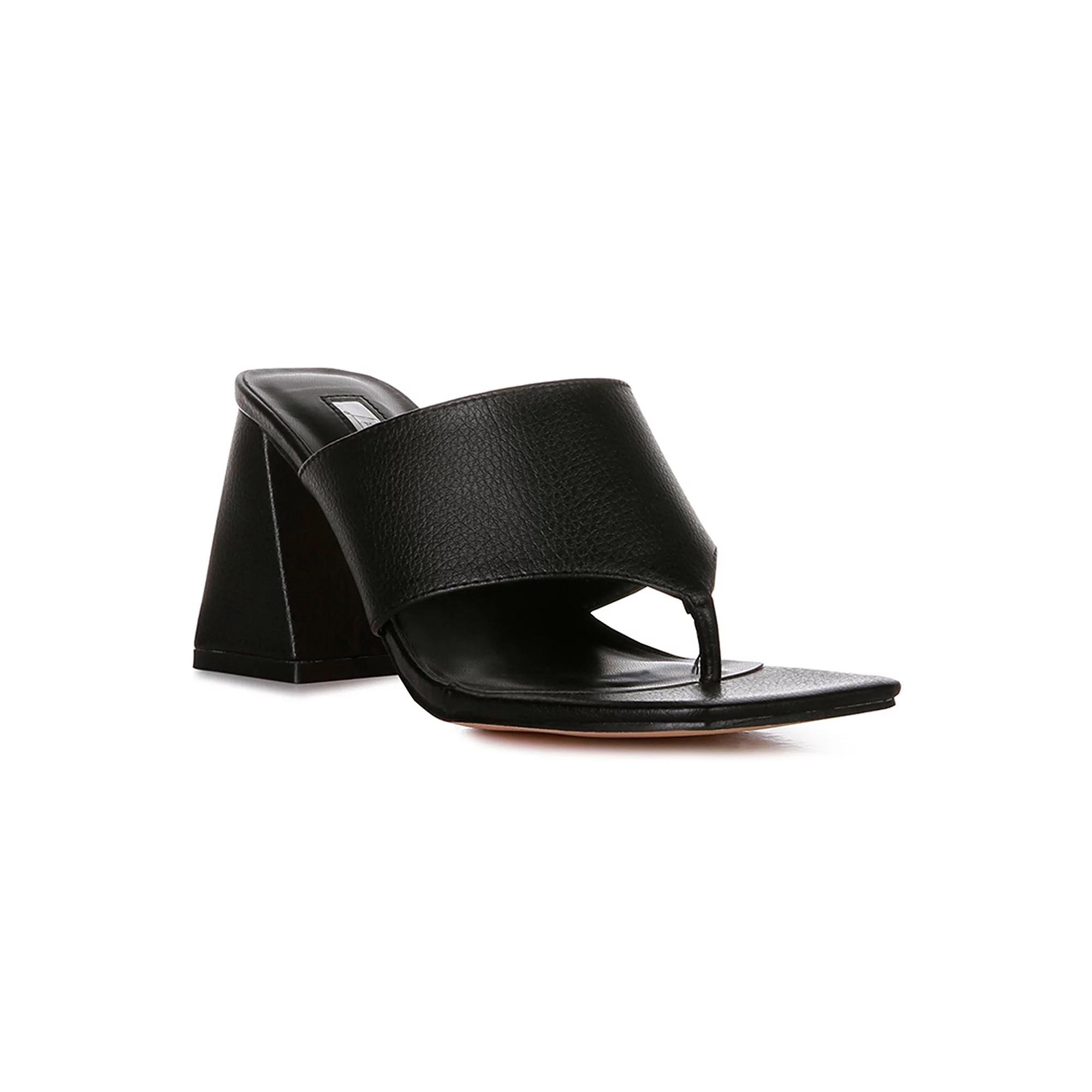London Rag Muse Me Women's Block Heel Thong Sandals, Size: 7, Black Product Image