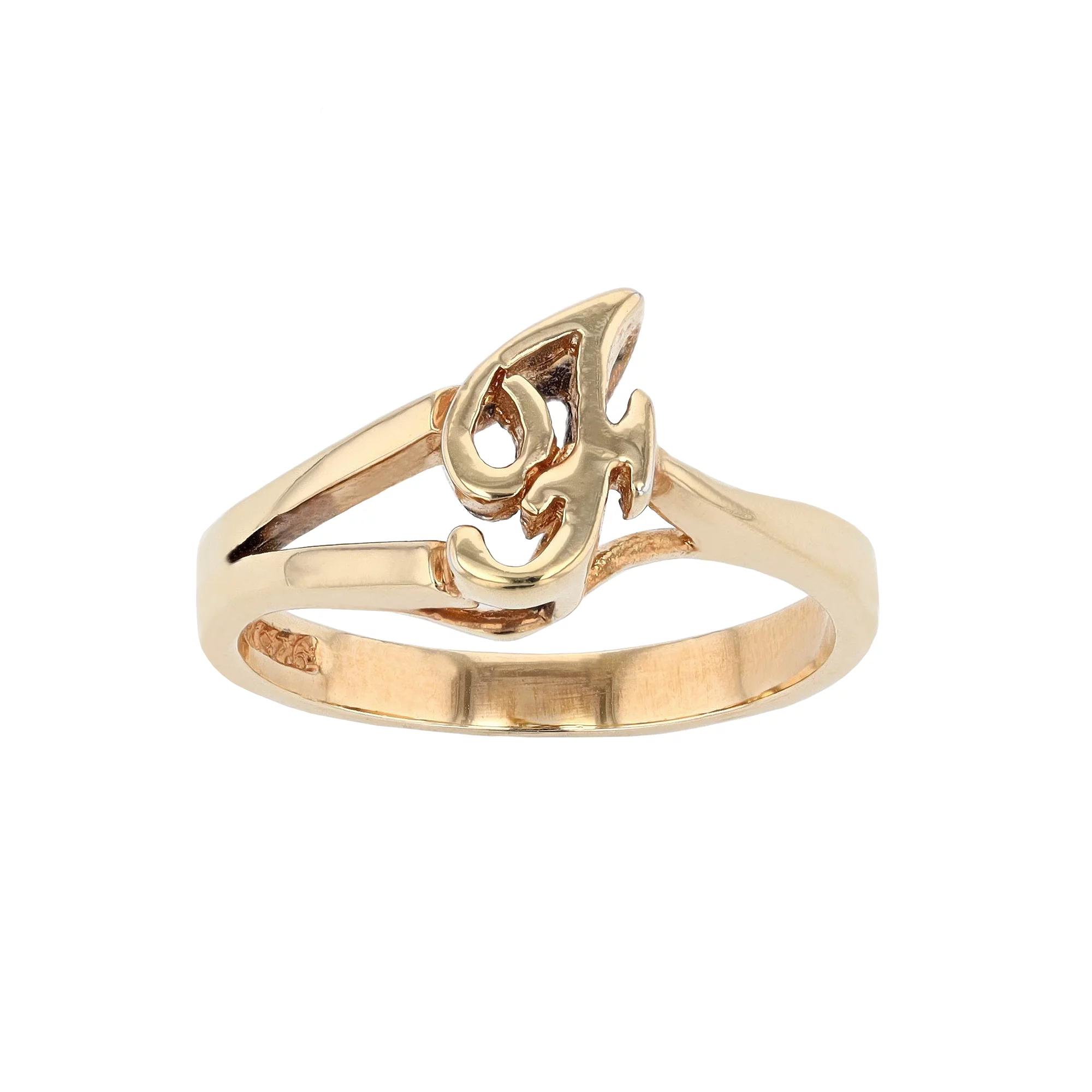 Traditions Jewelry Company 18k Gold Over Silver Script Initial Ring, Womens F Product Image