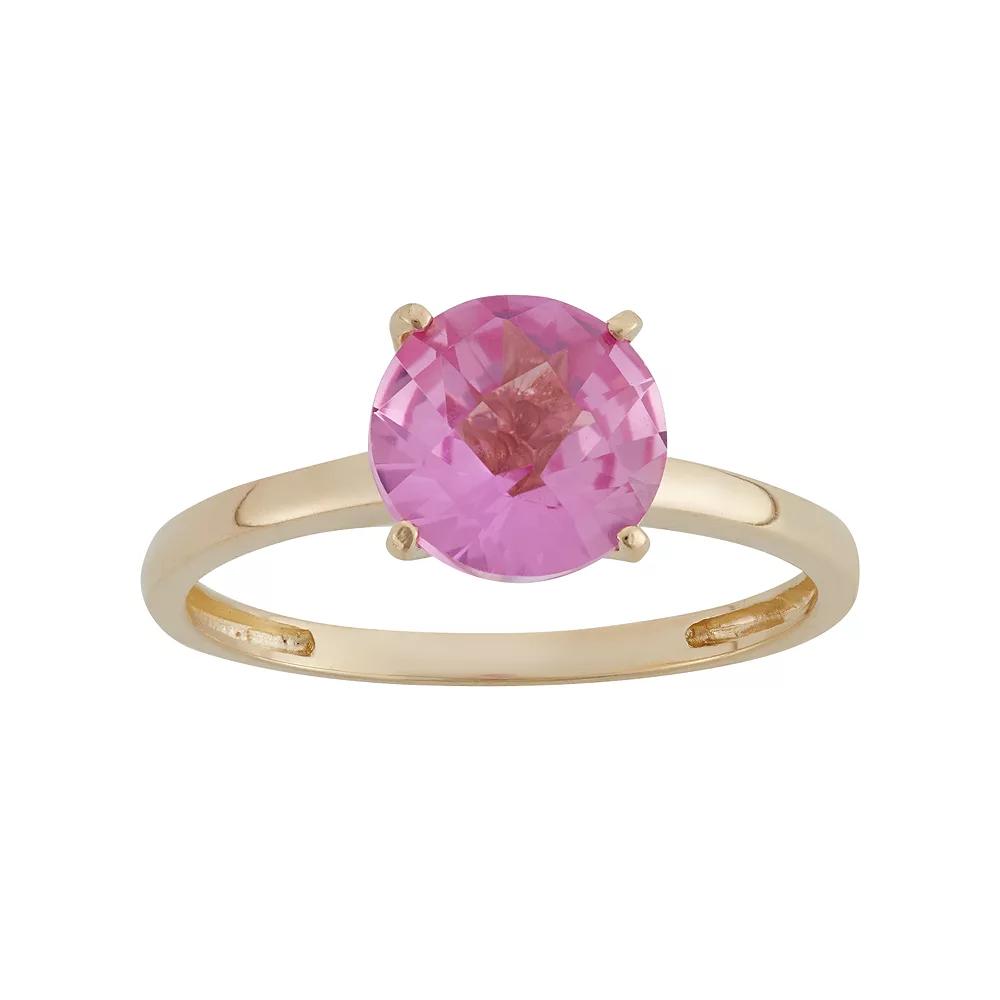 Designs by Gioelli Lab-Created Pink Sapphire 10k Gold Ring, Women's, Size: 5 Product Image