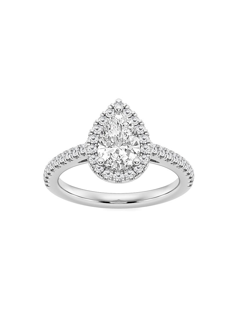 Womens 14K White Gold & Pear-Cut Lab-Grown Diamond Halo Ring/1.30-3.60 TCW Product Image