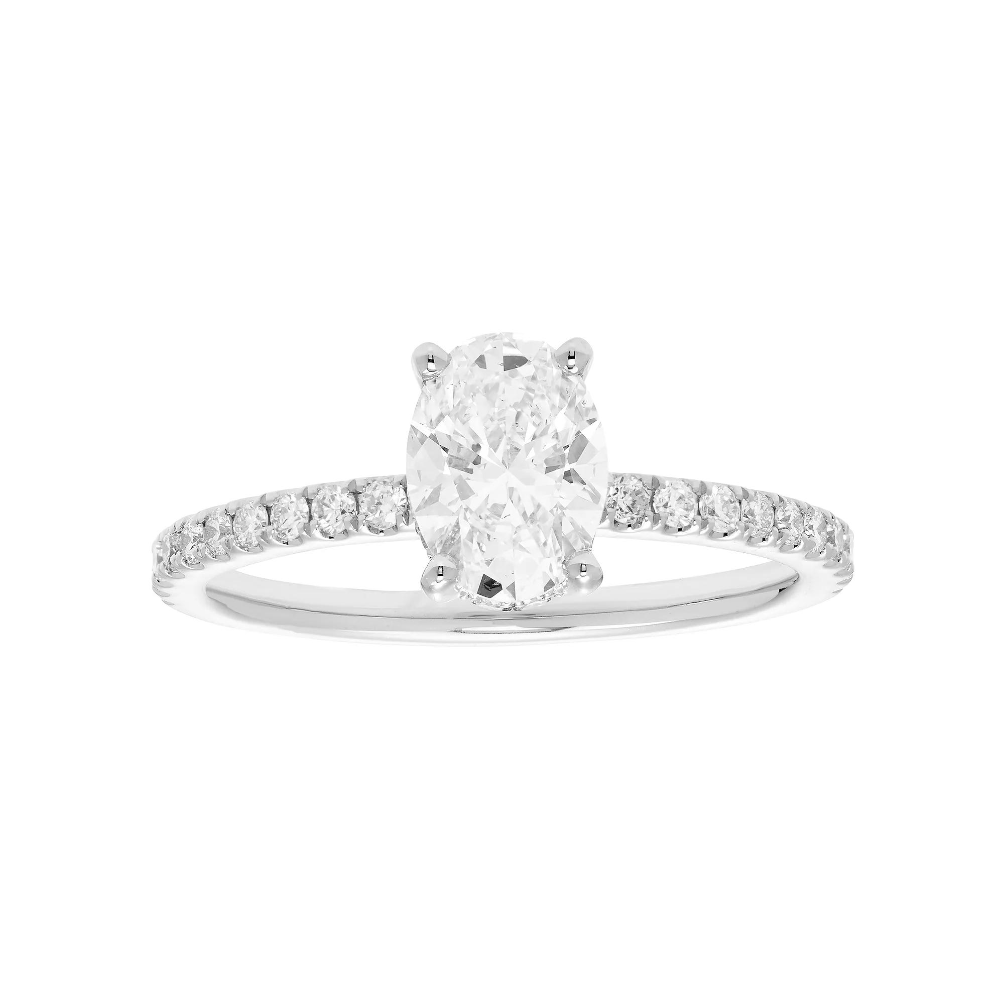 Evergreen Diamonds 14k Gold 1 3/8 Carat T.W. IGL Certified Oval Lab-Grown Diamond Hidden Halo Ring, Women's Product Image